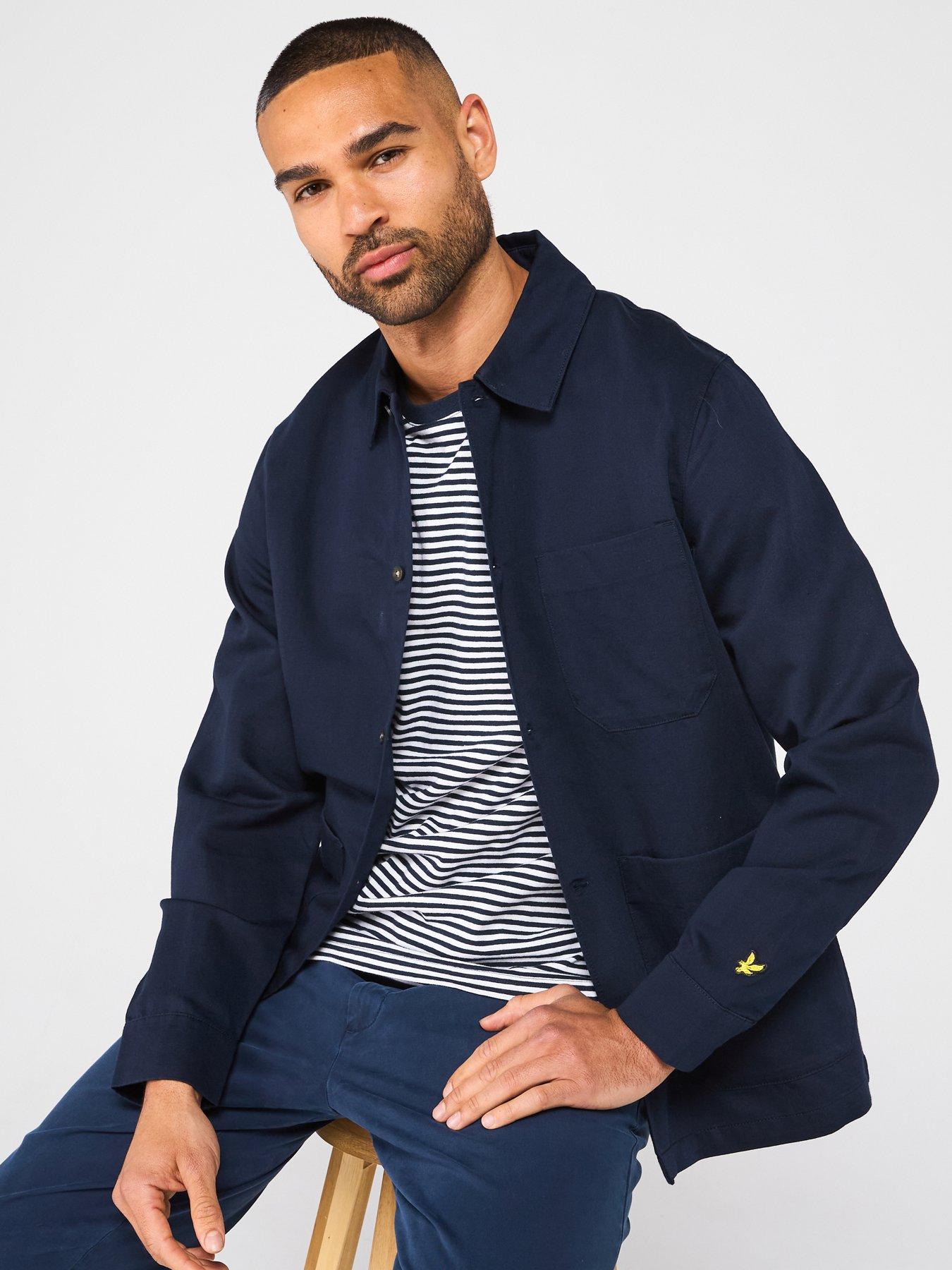 Image 1 of 6 of Lyle & Scott Linen Blend Overshirt - Navy