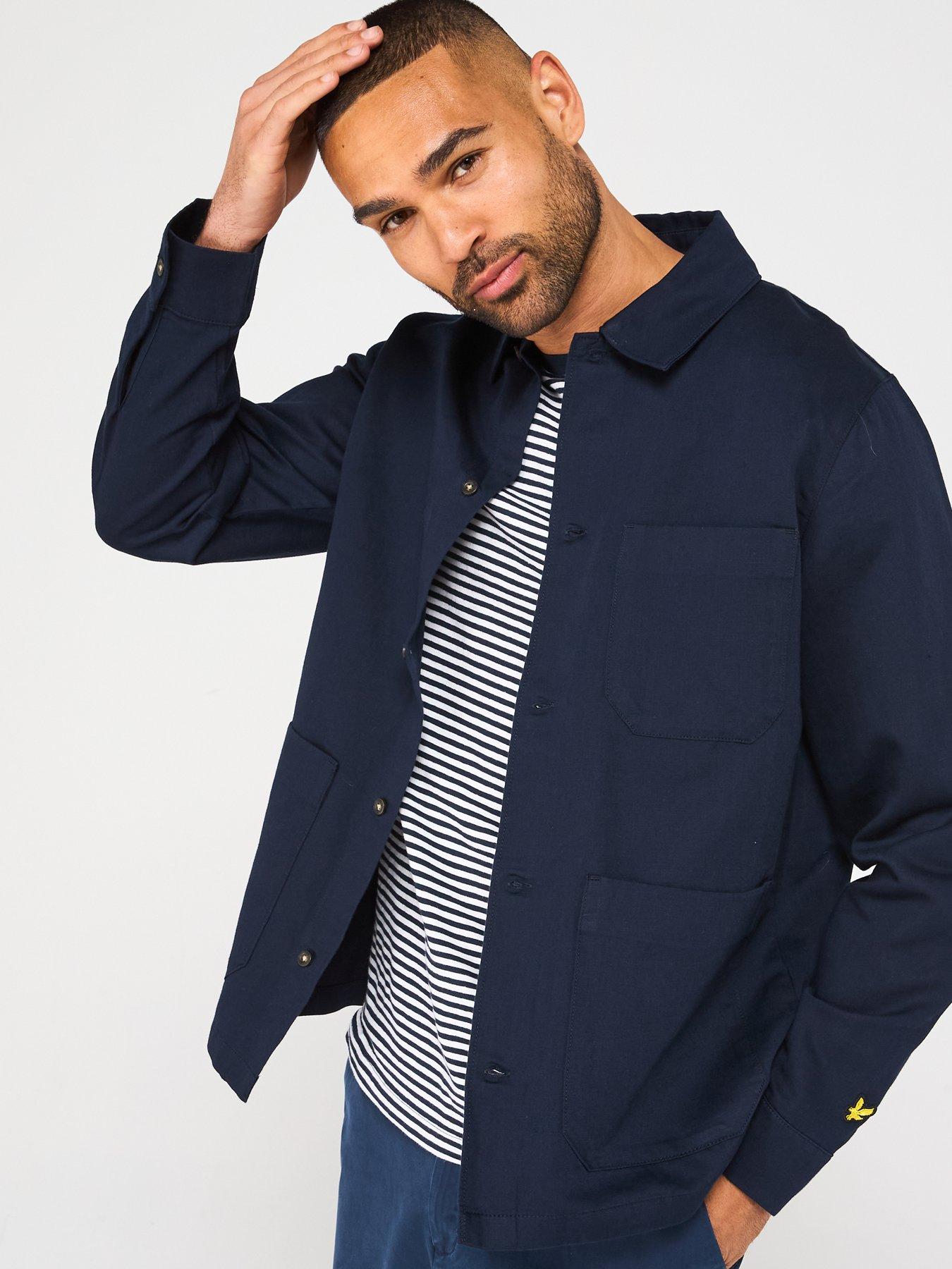 Image 4 of 6 of Lyle & Scott Linen Blend Overshirt - Navy