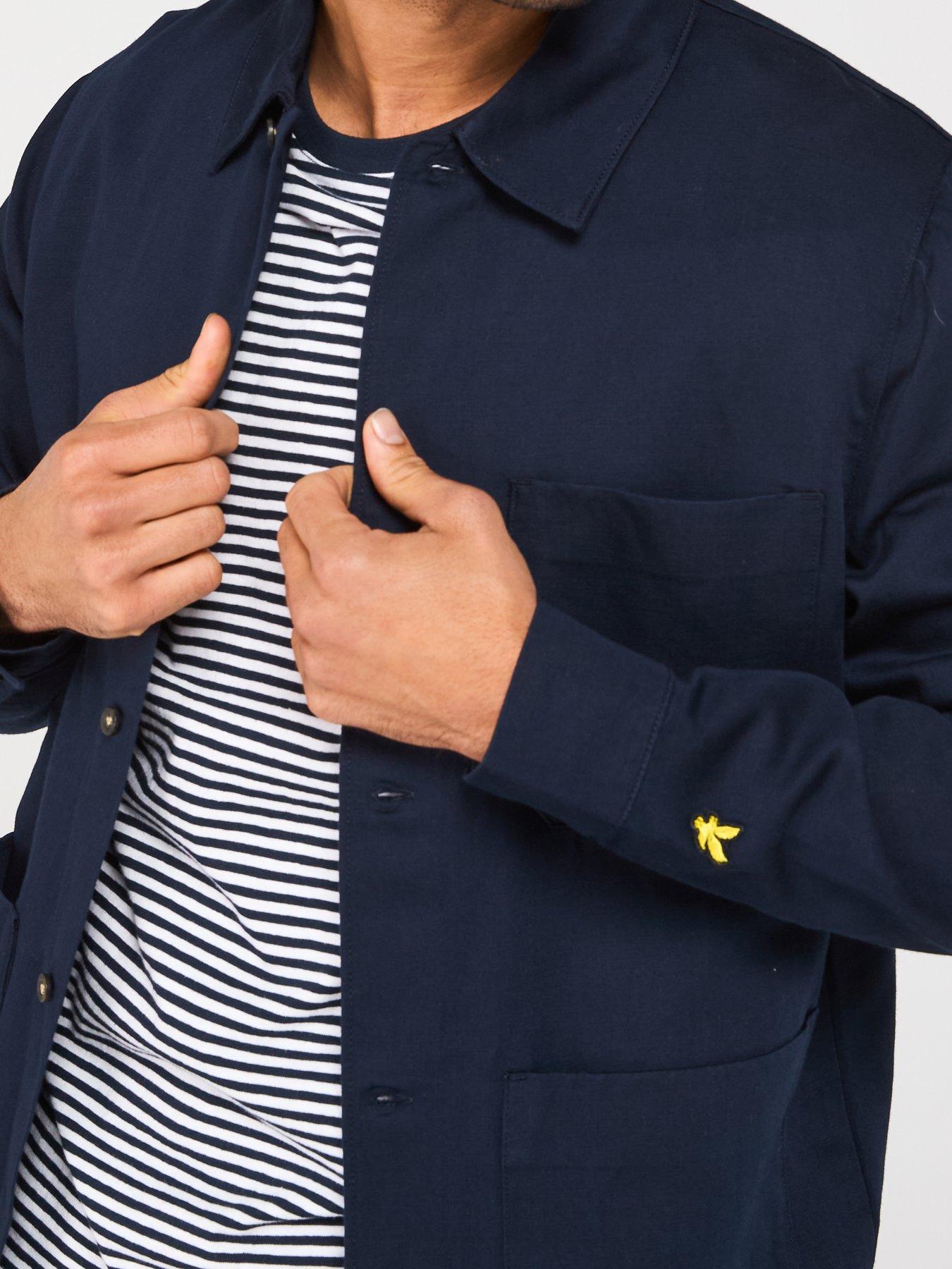 Image 5 of 6 of Lyle & Scott Linen Blend Overshirt - Navy