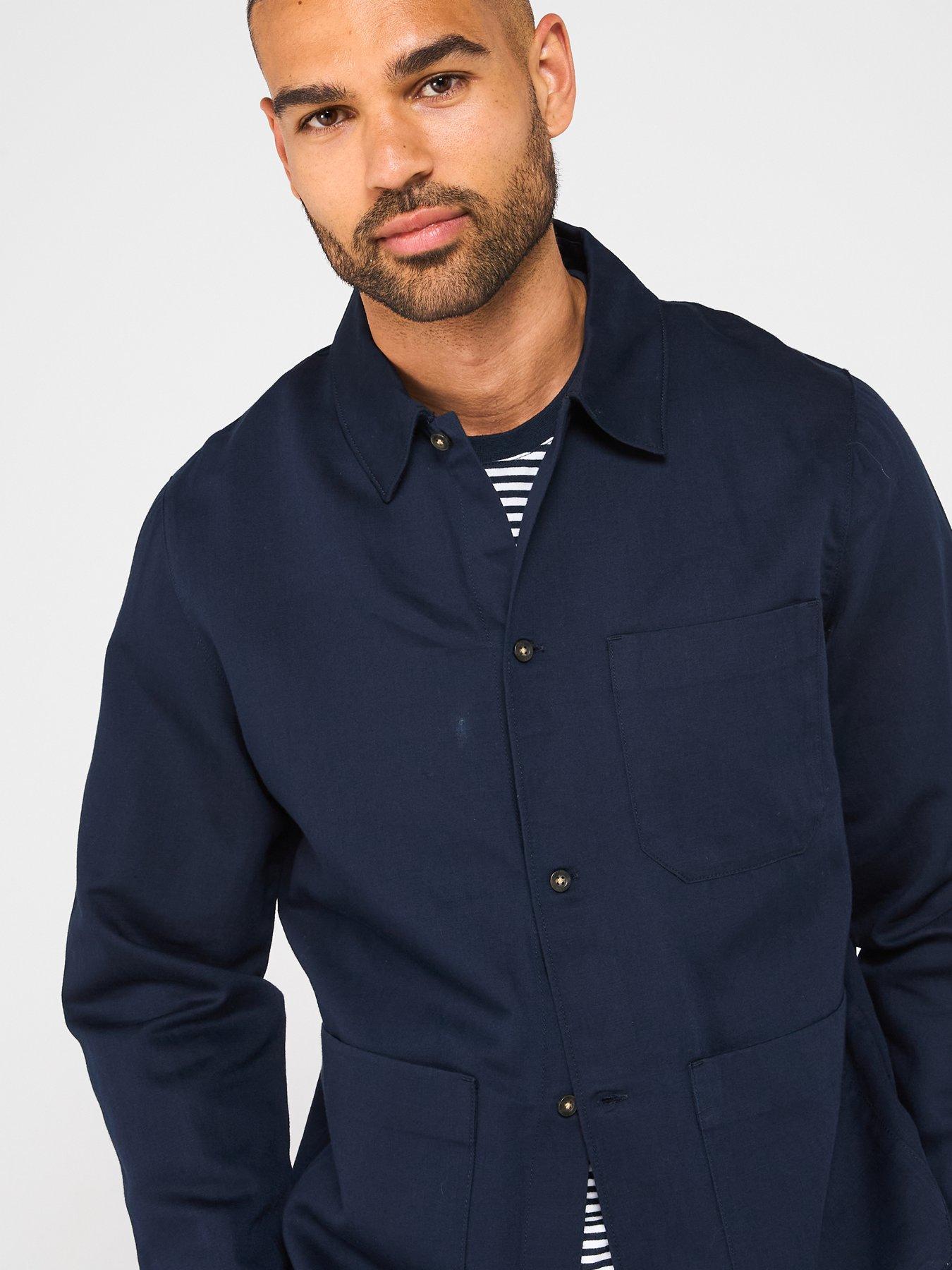 Image 6 of 6 of Lyle & Scott Linen Blend Overshirt - Navy