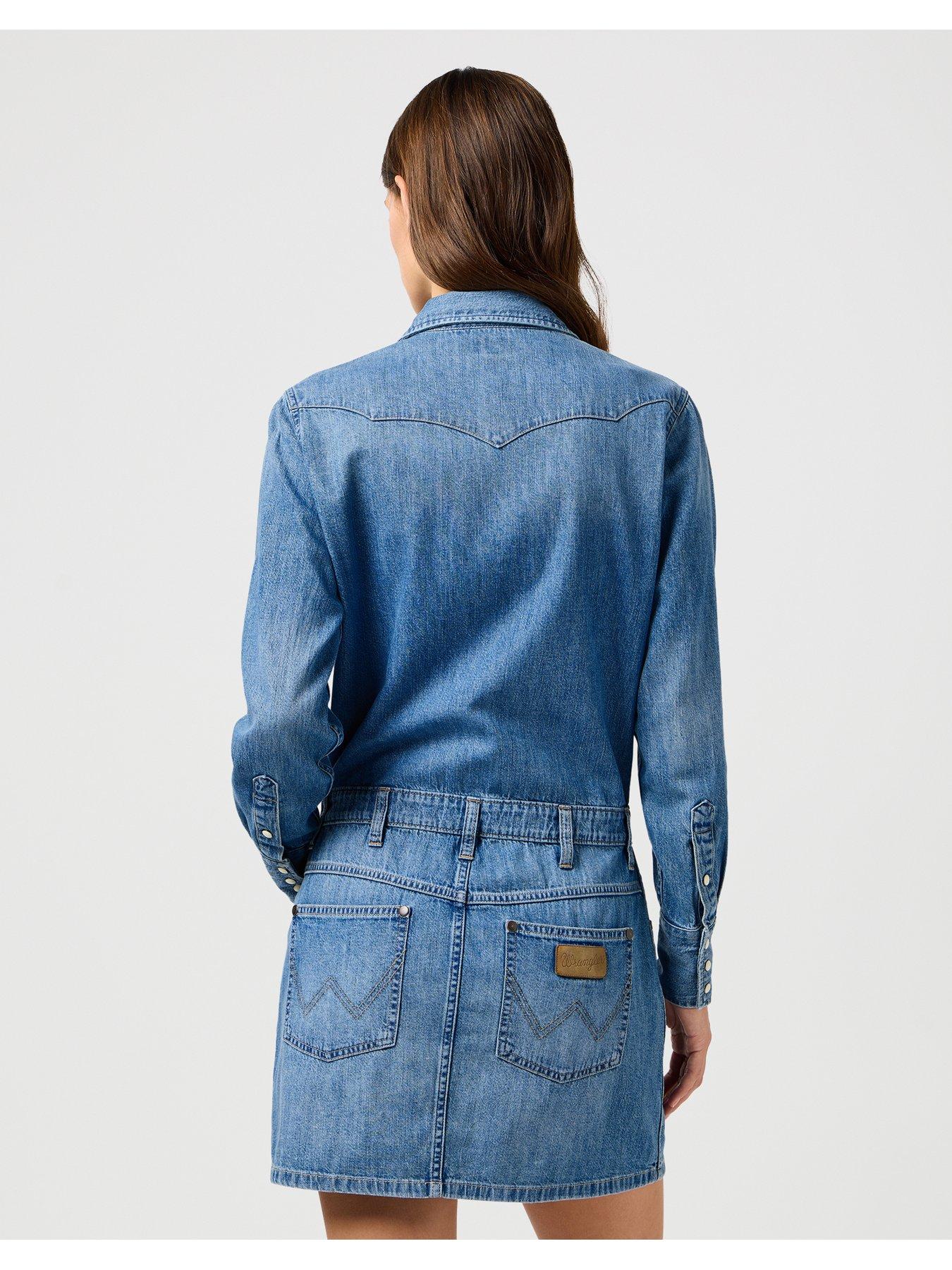 wrangler-long-sleeve-denim-dress--bluestillFront