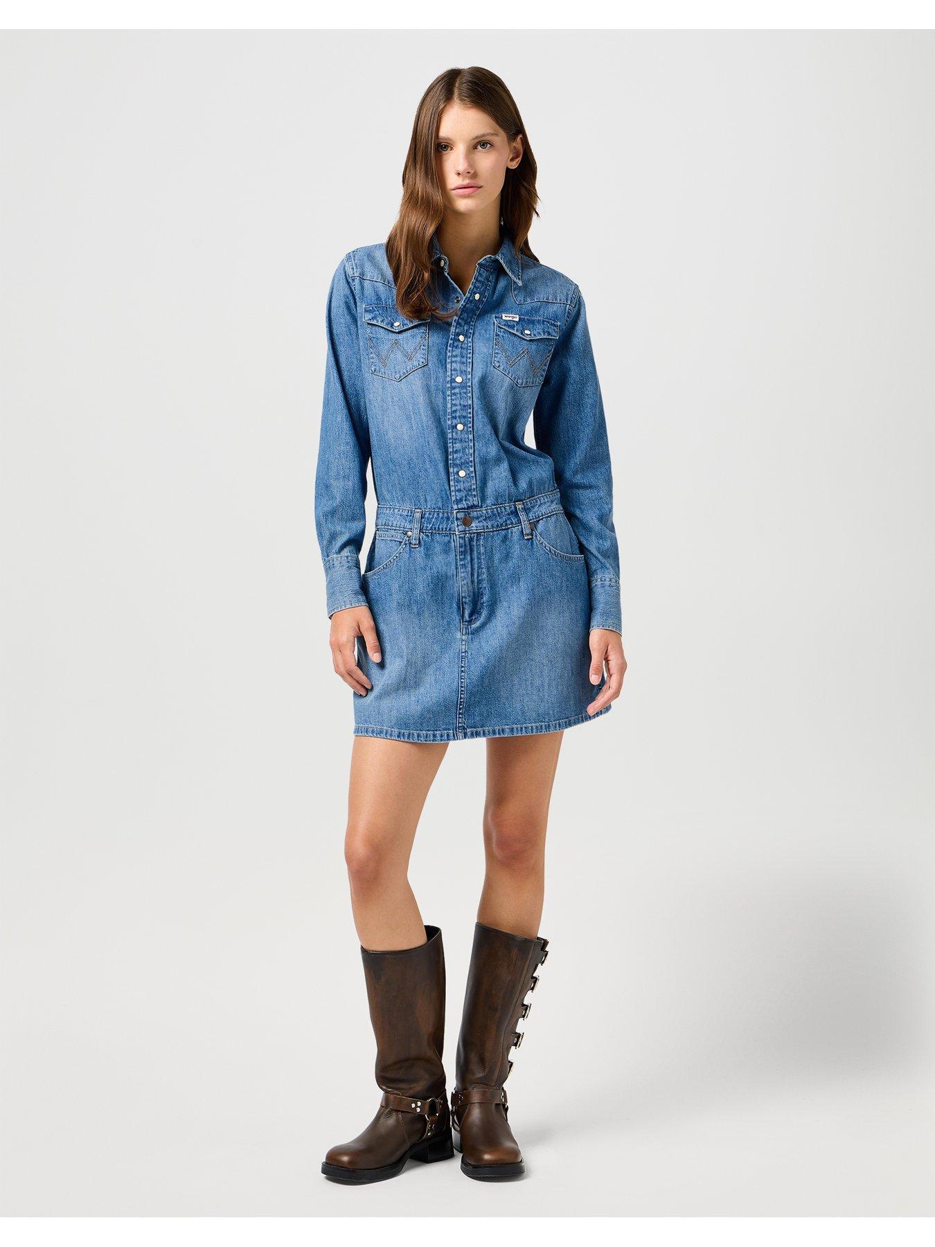 wrangler-long-sleeve-denim-dress--blueback