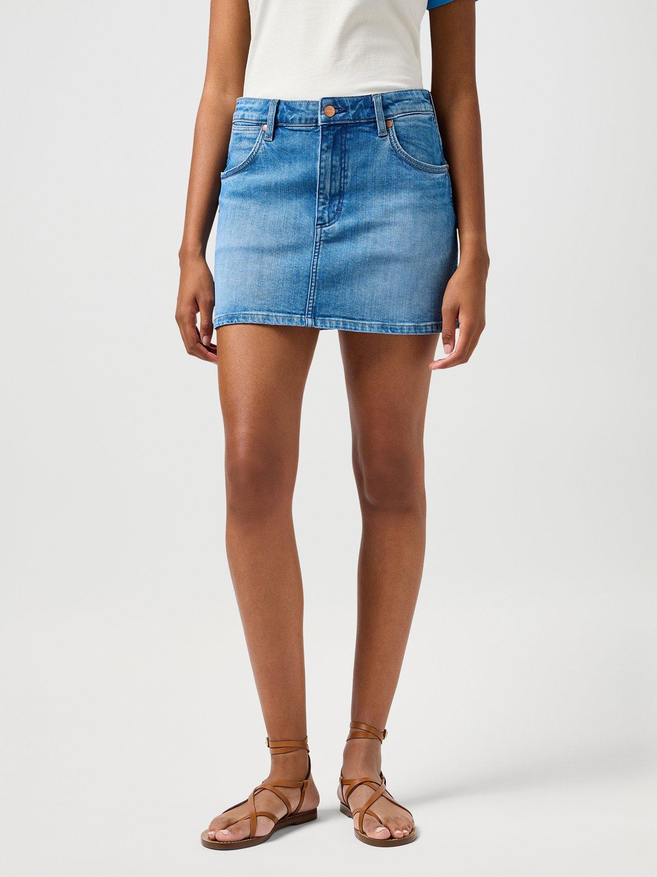 Image of Wrangler Mini Denim Skirt - Blue
