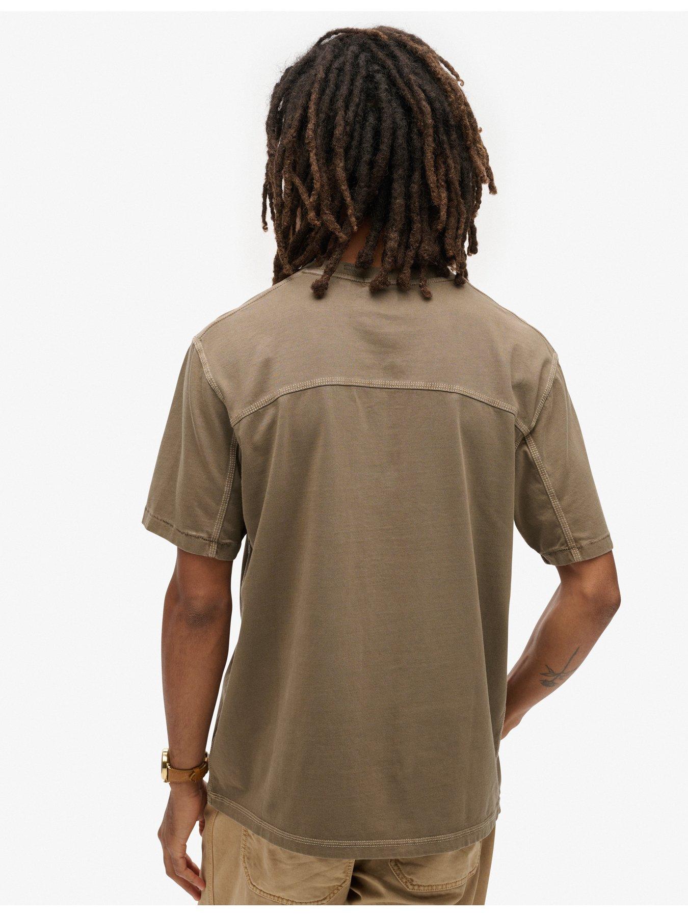 Image 2 of 5 of Superdry Contrast Stitch Pocket T-Shirt - Brown