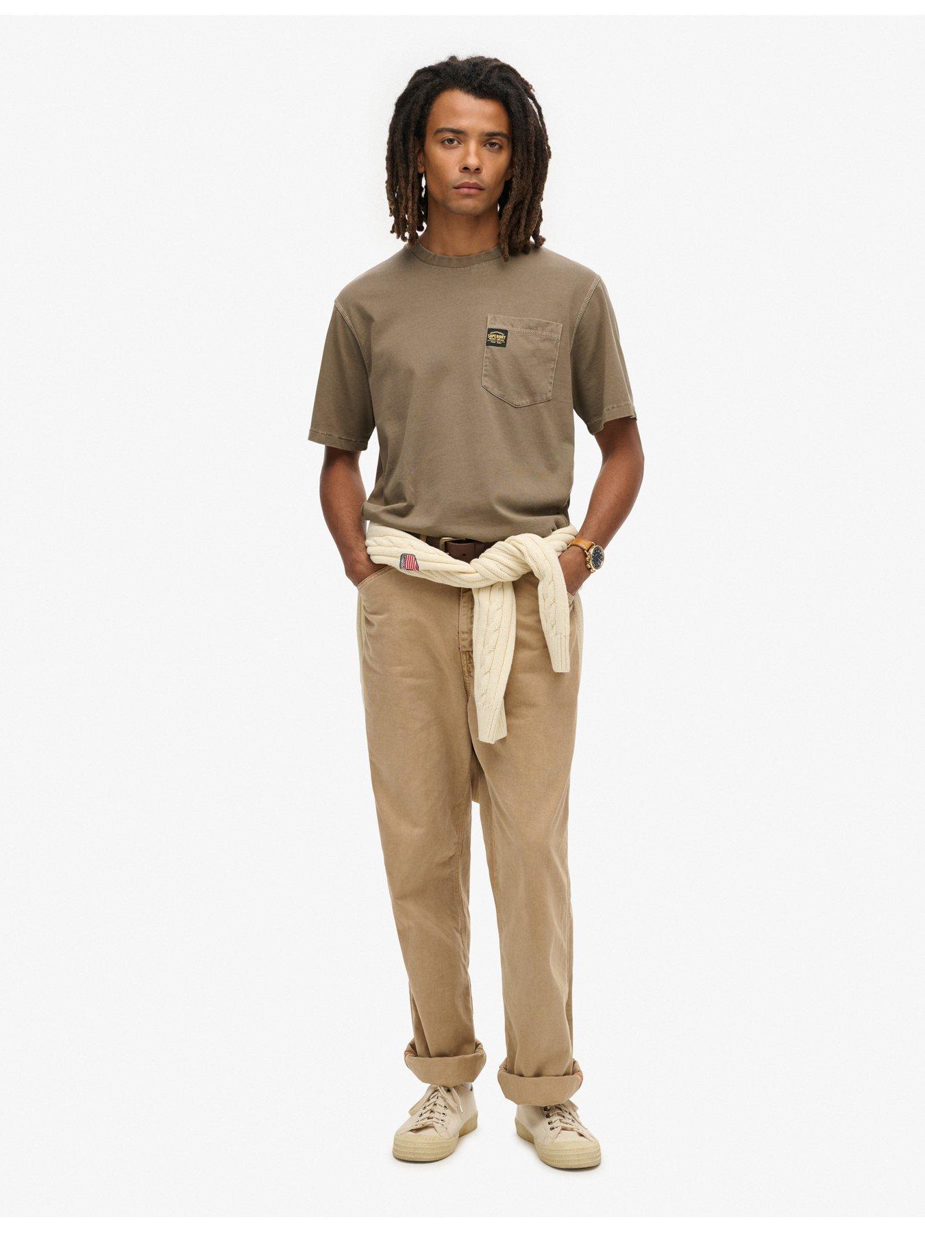 Image 3 of 5 of Superdry Contrast Stitch Pocket T-Shirt - Brown