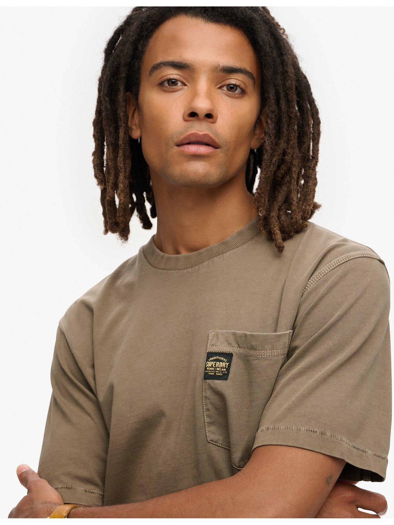 Image 4 of 5 of Superdry Contrast Stitch Pocket T-Shirt - Brown