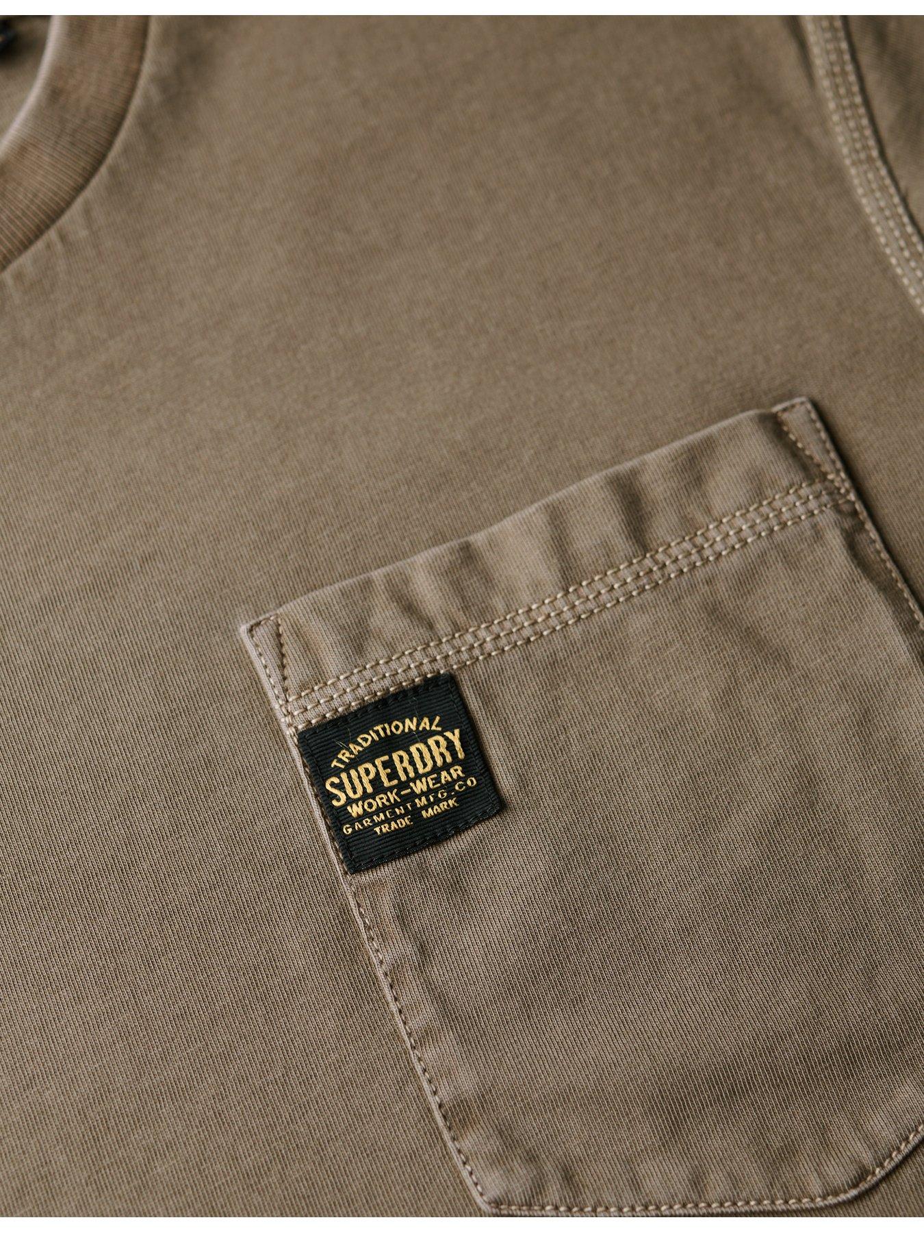 Image 5 of 5 of Superdry Contrast Stitch Pocket T-Shirt - Brown