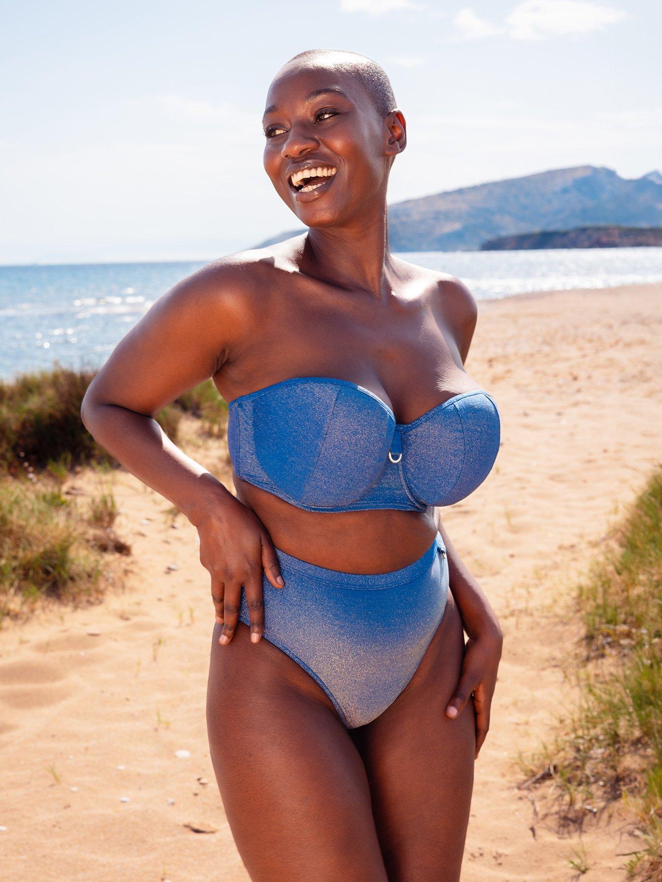 Curvy Kate Curvy Kate Sapphire Seas Bandeau Bikini Top - Blue Sparkle