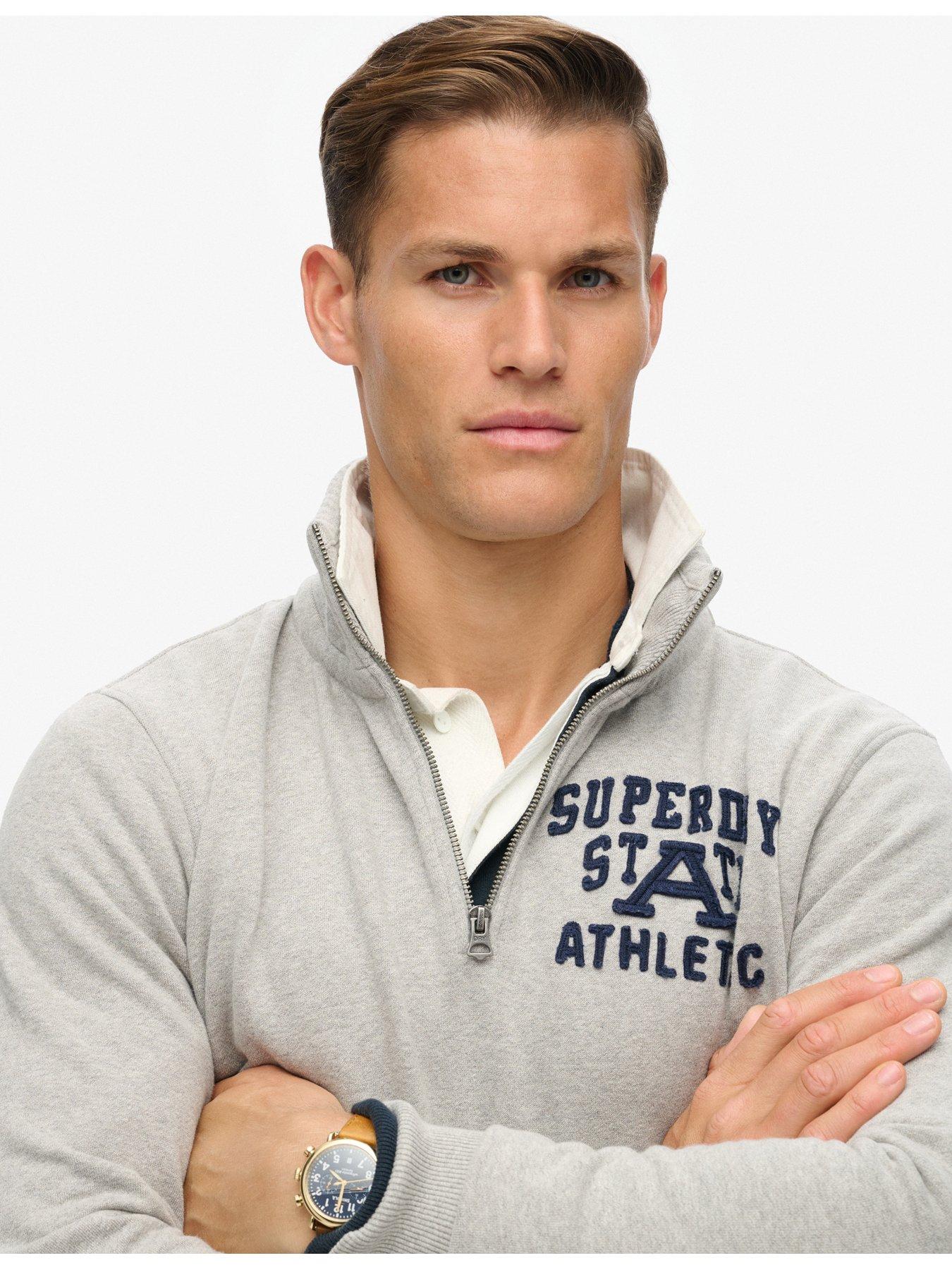 Image 4 of 5 of Superdry Vintage Athletic Quarter Zip Sweat - Grey