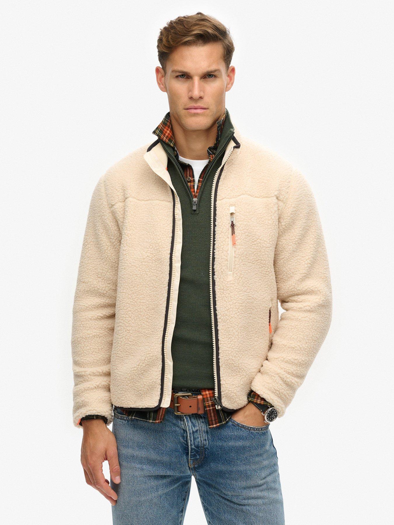 Image 1 of 6 of Superdry Outdoor Full Zip Fleece Jacket - Beige