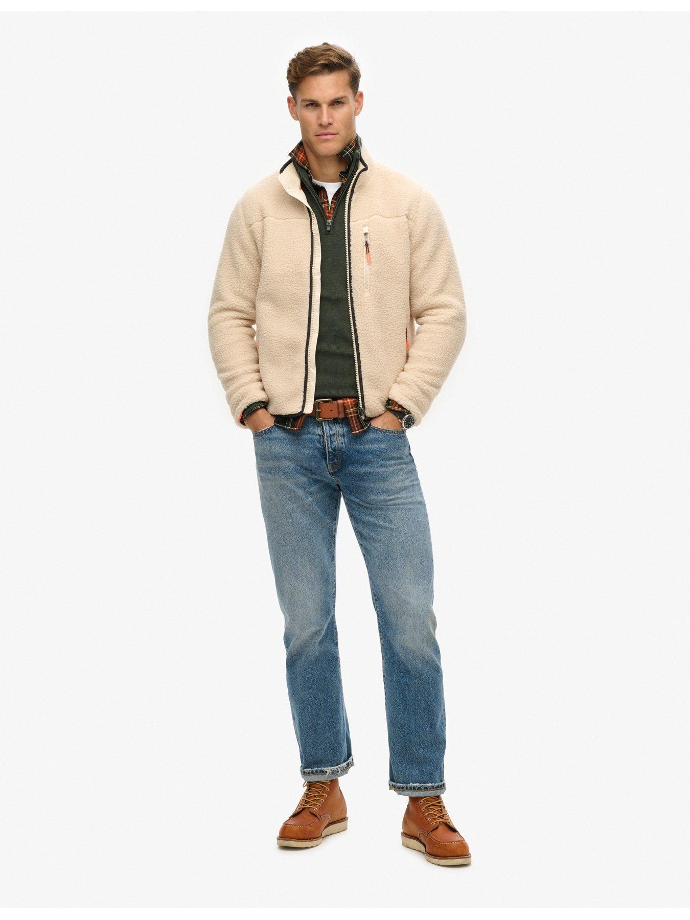 Image 3 of 6 of Superdry Outdoor Full Zip Fleece Jacket - Beige