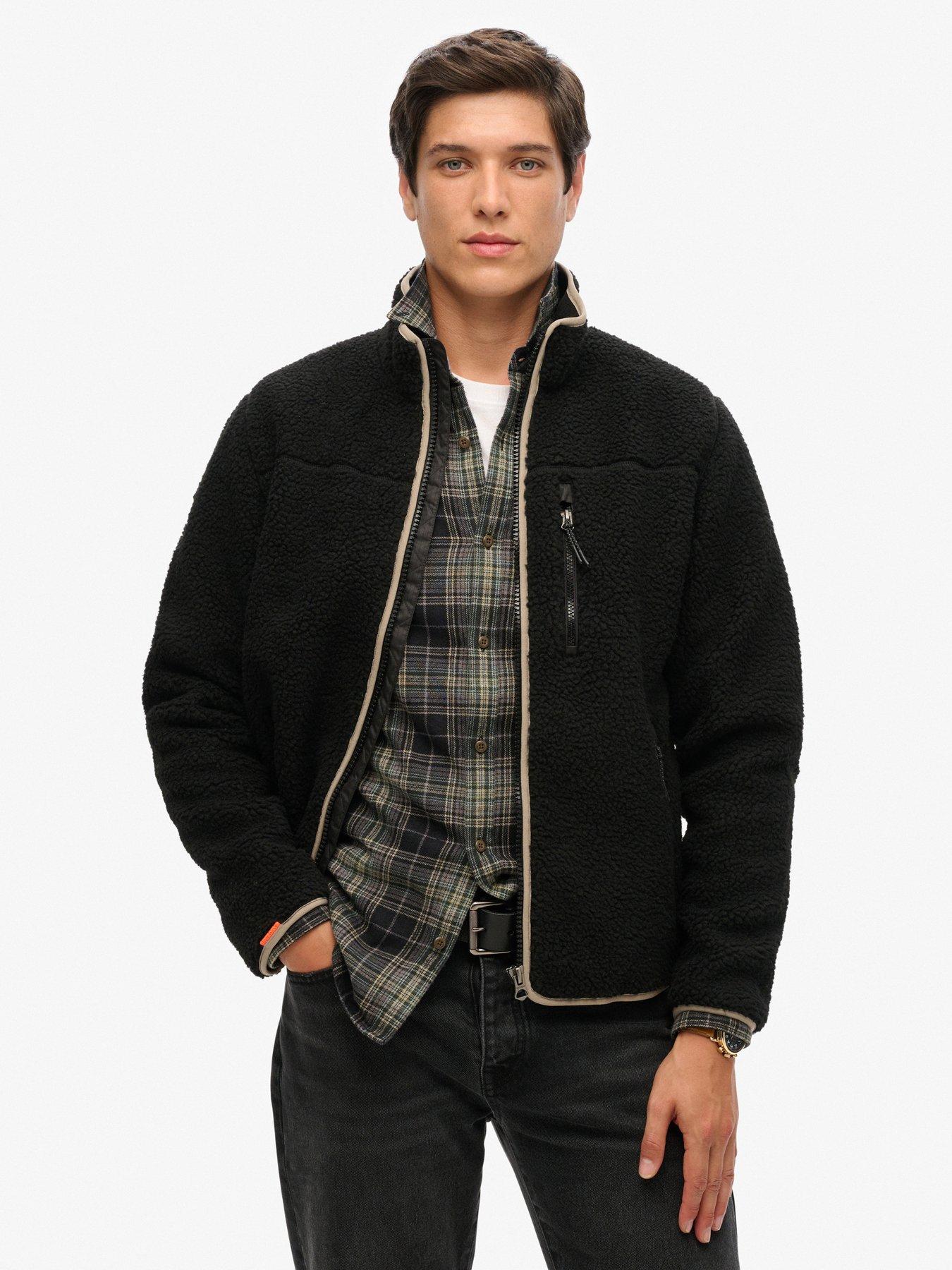 Image 1 of 6 of Superdry Outdoor Full Zip Fleece Jacket - Black
