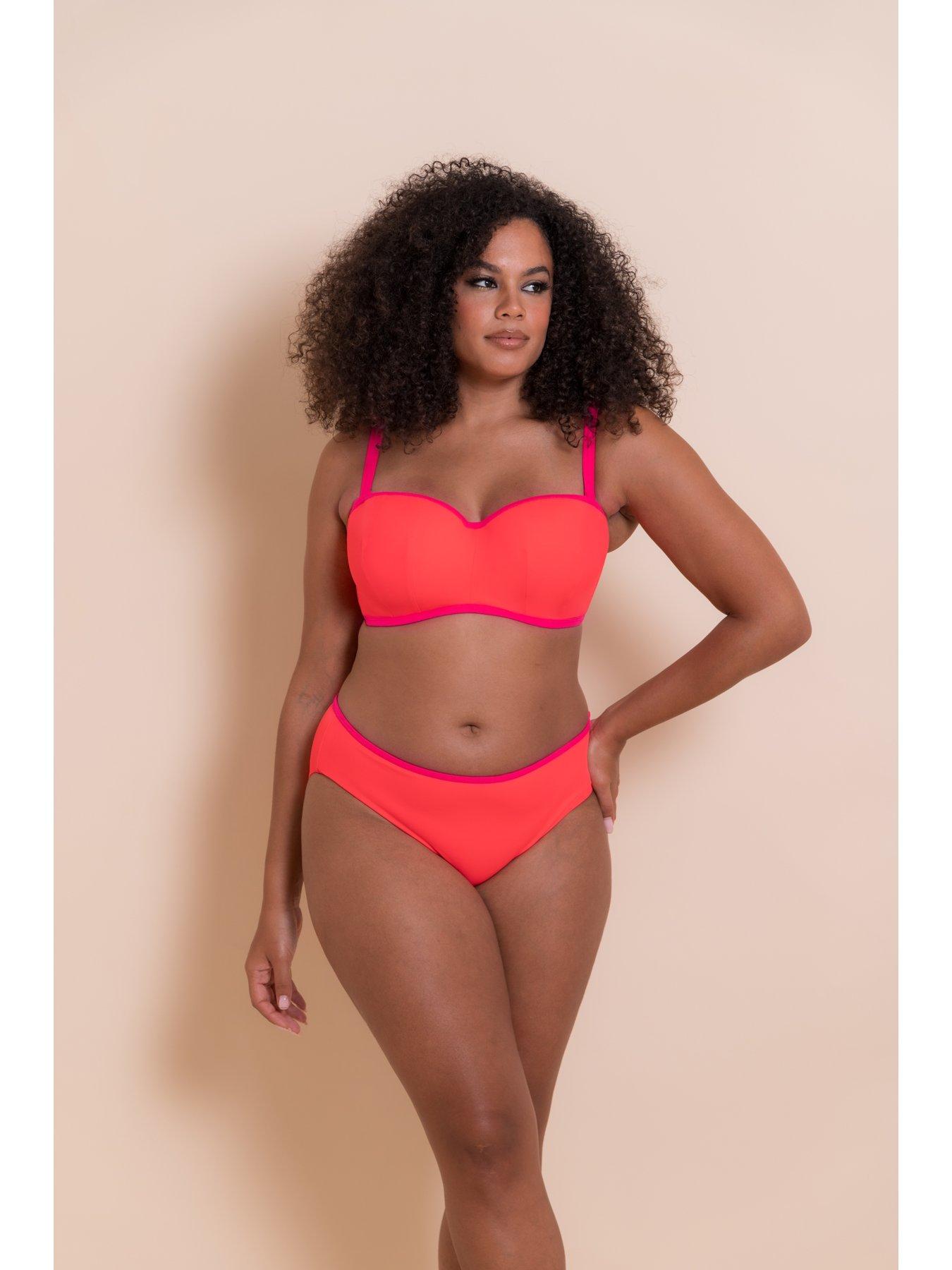 Image 3 of 6 of Curvy Kate Curvy Kate Minimalist Bandeau Strapless Multiway Bikini Top - Coral/pink