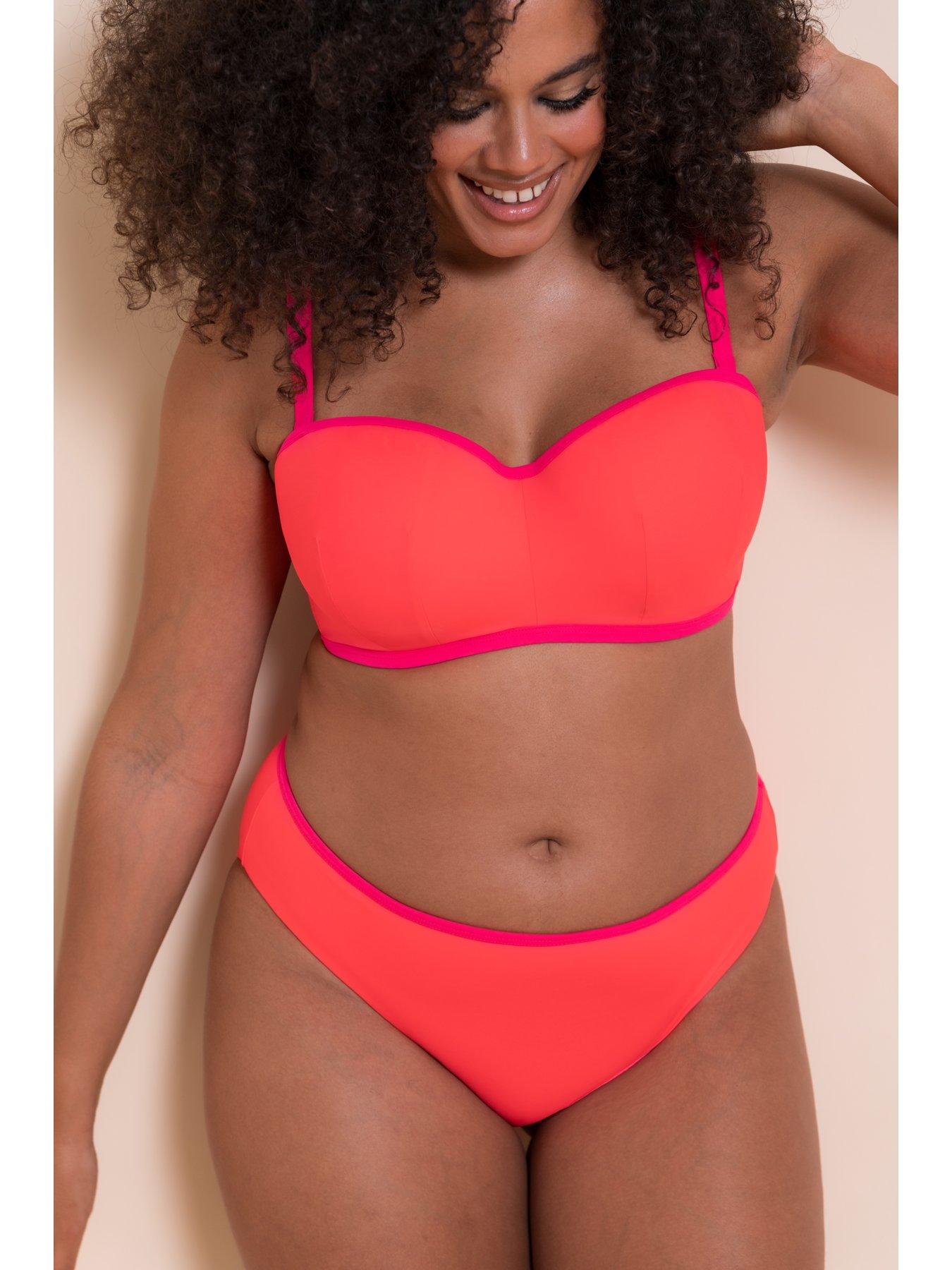 Image 4 of 6 of Curvy Kate Curvy Kate Minimalist Bandeau Strapless Multiway Bikini Top - Coral/pink