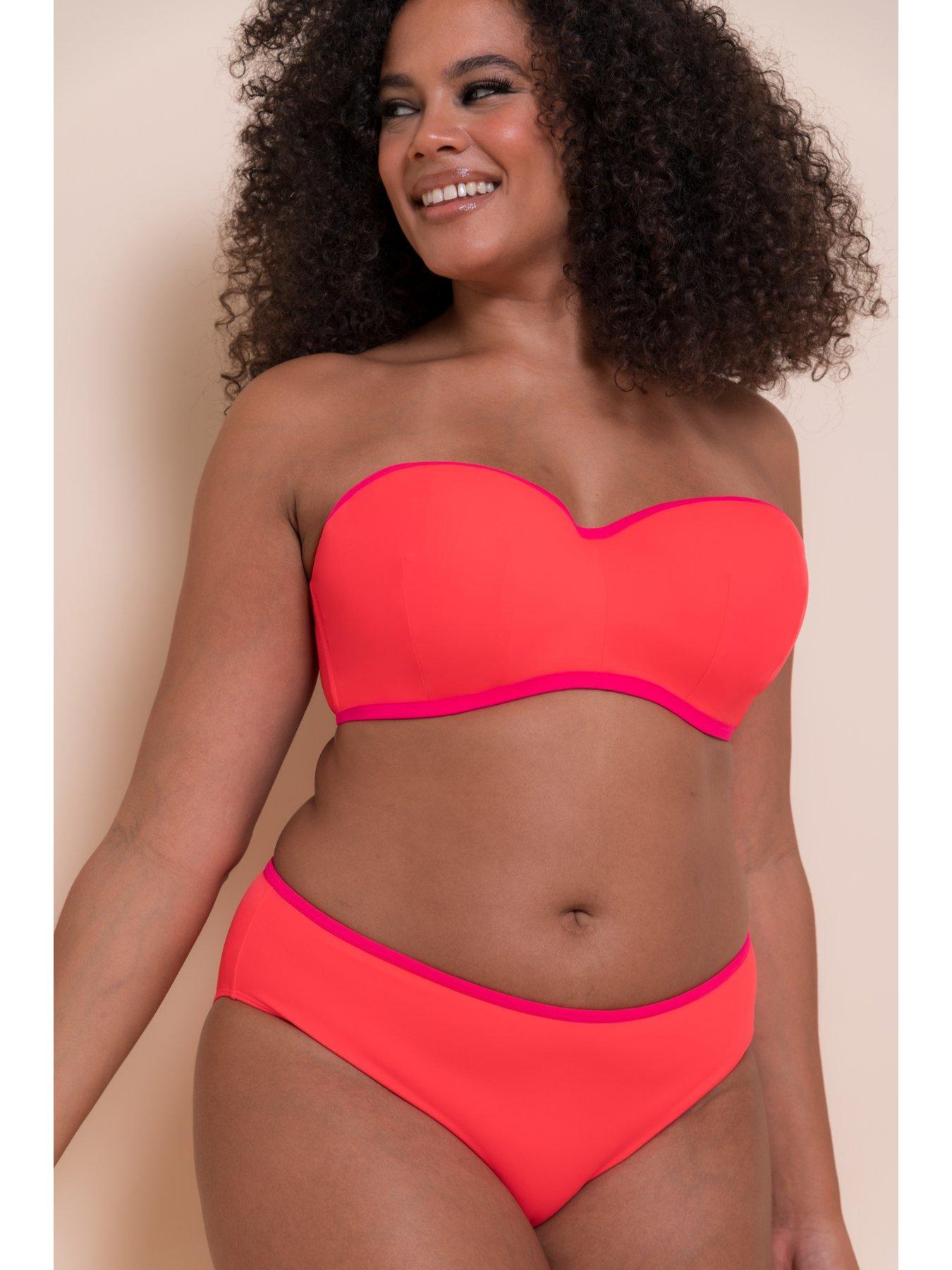 Image 5 of 6 of Curvy Kate Curvy Kate Minimalist Bandeau Strapless Multiway Bikini Top - Coral/pink