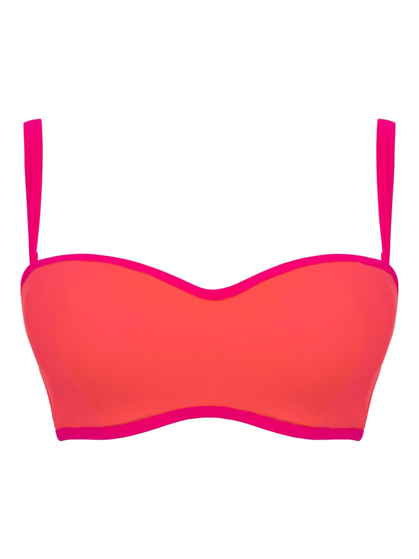 Image 6 of 6 of Curvy Kate Curvy Kate Minimalist Bandeau Strapless Multiway Bikini Top - Coral/pink