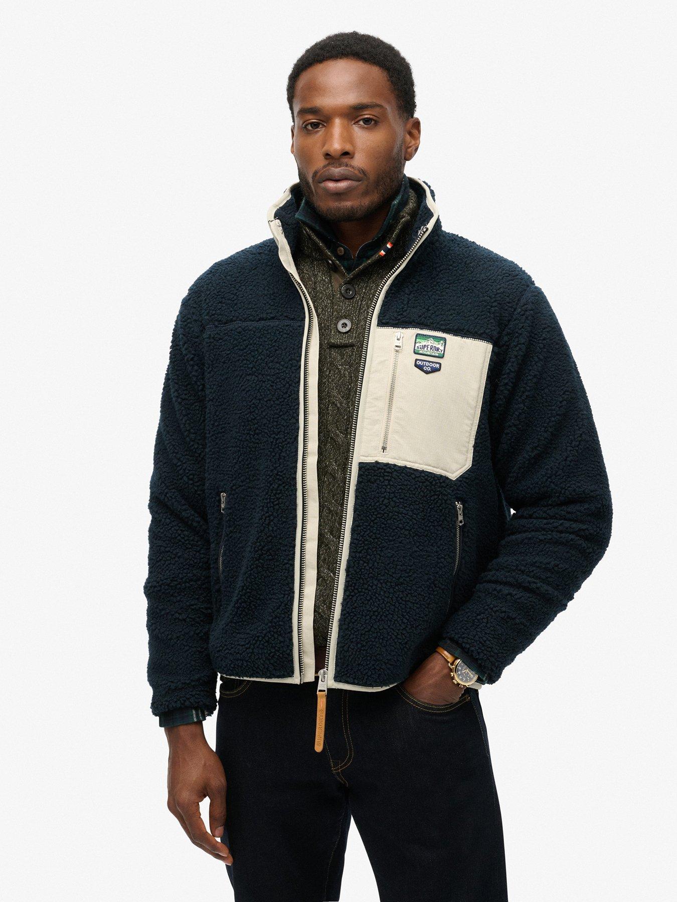 Image 1 of 6 of Superdry Vintage Retro Full Zip Fleece Jacket - Navy
