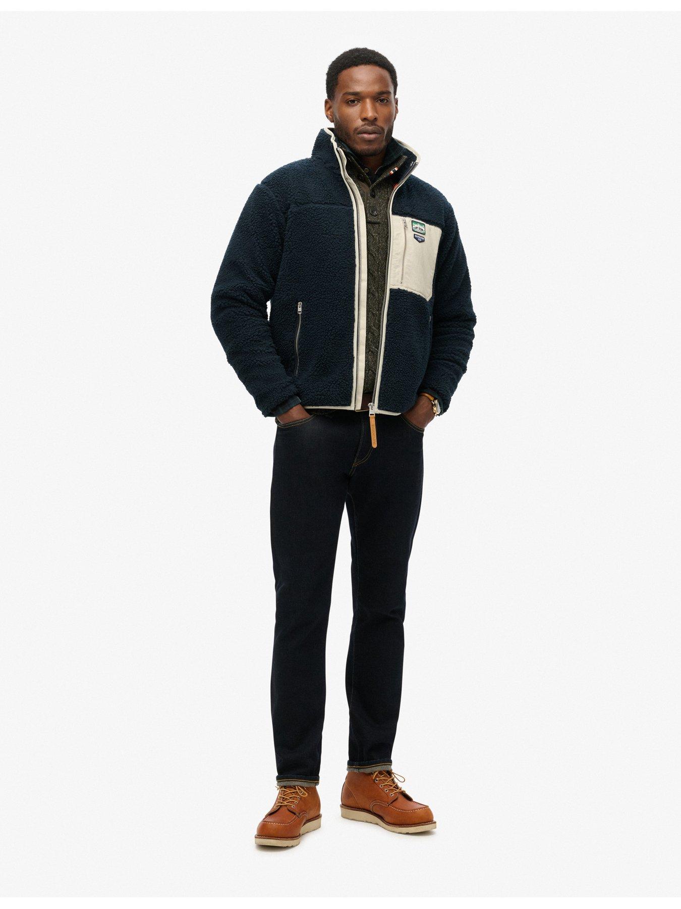 Image 3 of 6 of Superdry Vintage Retro Full Zip Fleece Jacket - Navy