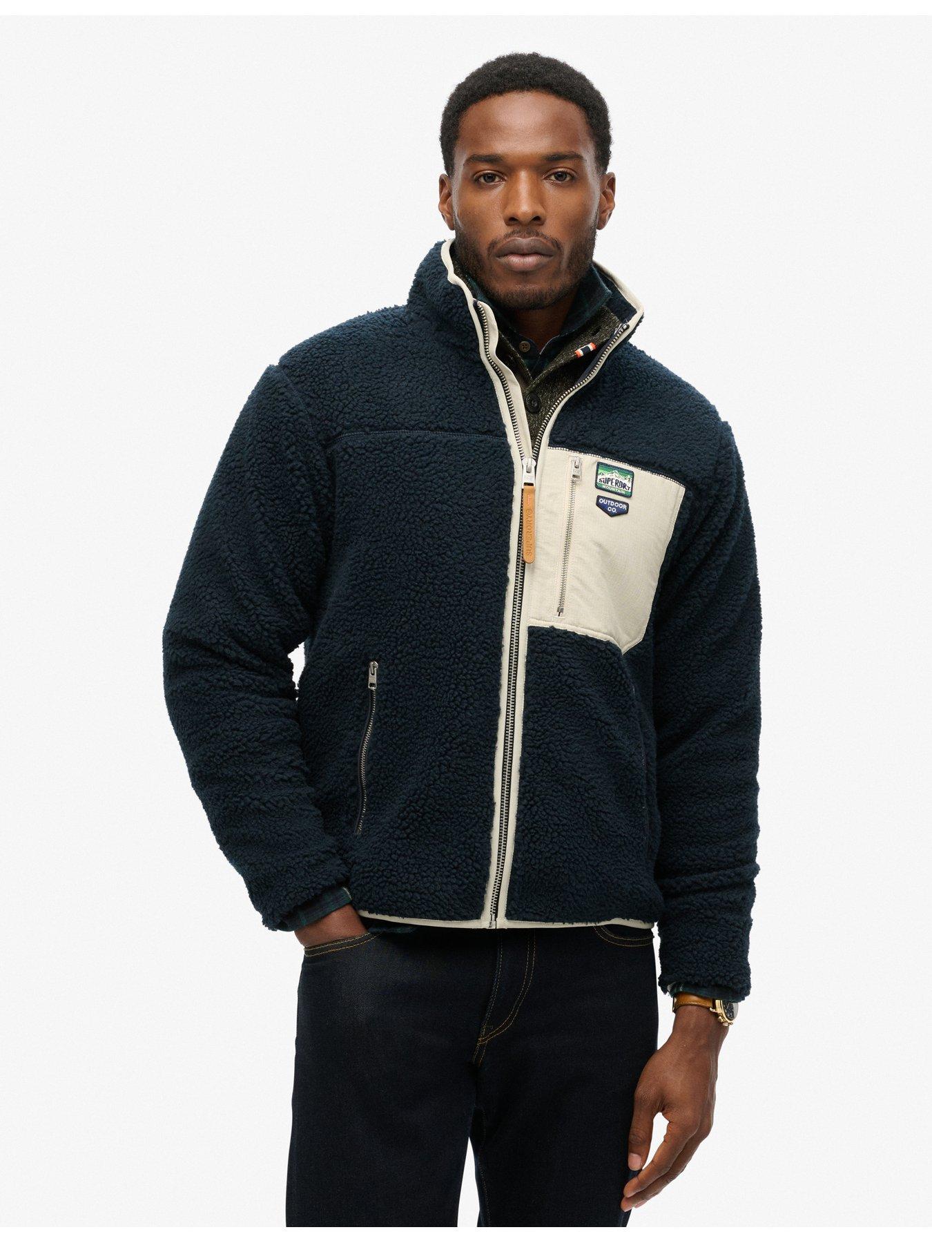 Image 4 of 6 of Superdry Vintage Retro Full Zip Fleece Jacket - Navy