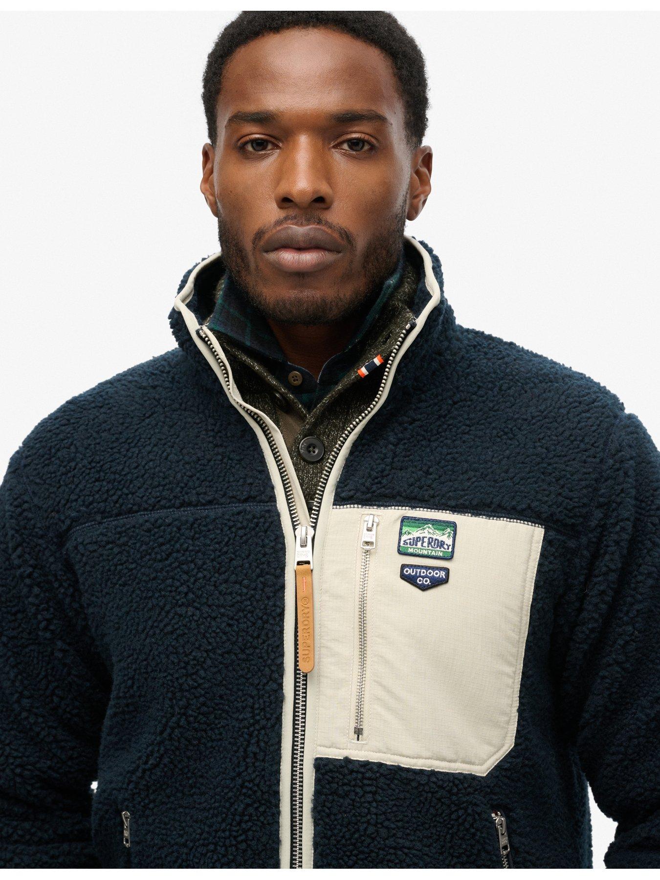Image 5 of 6 of Superdry Vintage Retro Full Zip Fleece Jacket - Navy
