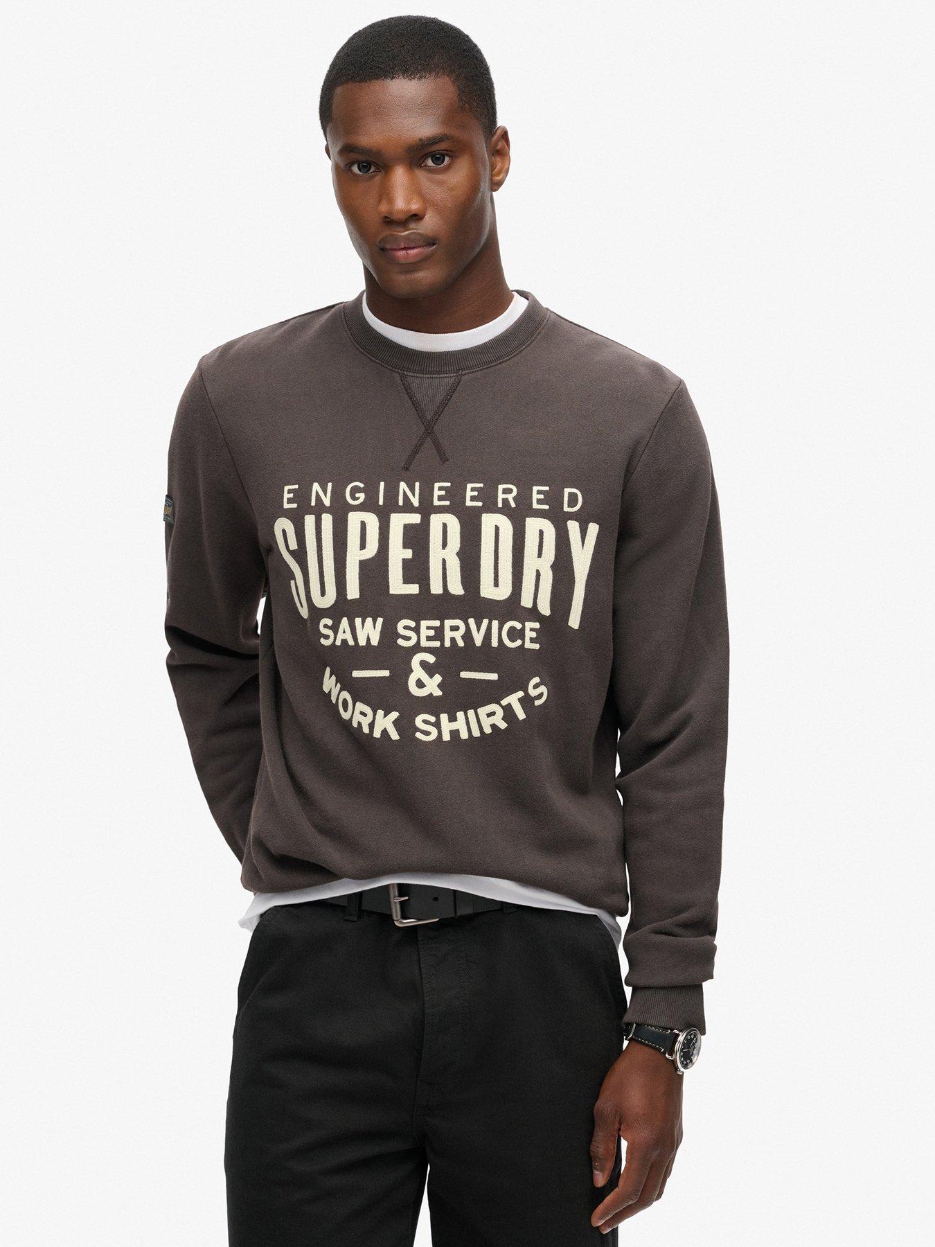 Image 1 of 5 of Superdry Workwear Applique Crew Sweat Top - Black