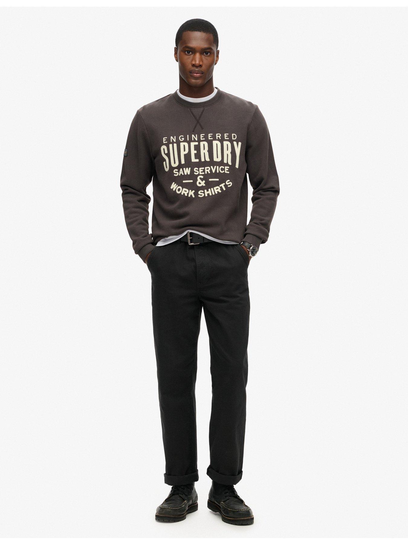 Image 3 of 5 of Superdry Workwear Applique Crew Sweat Top - Black