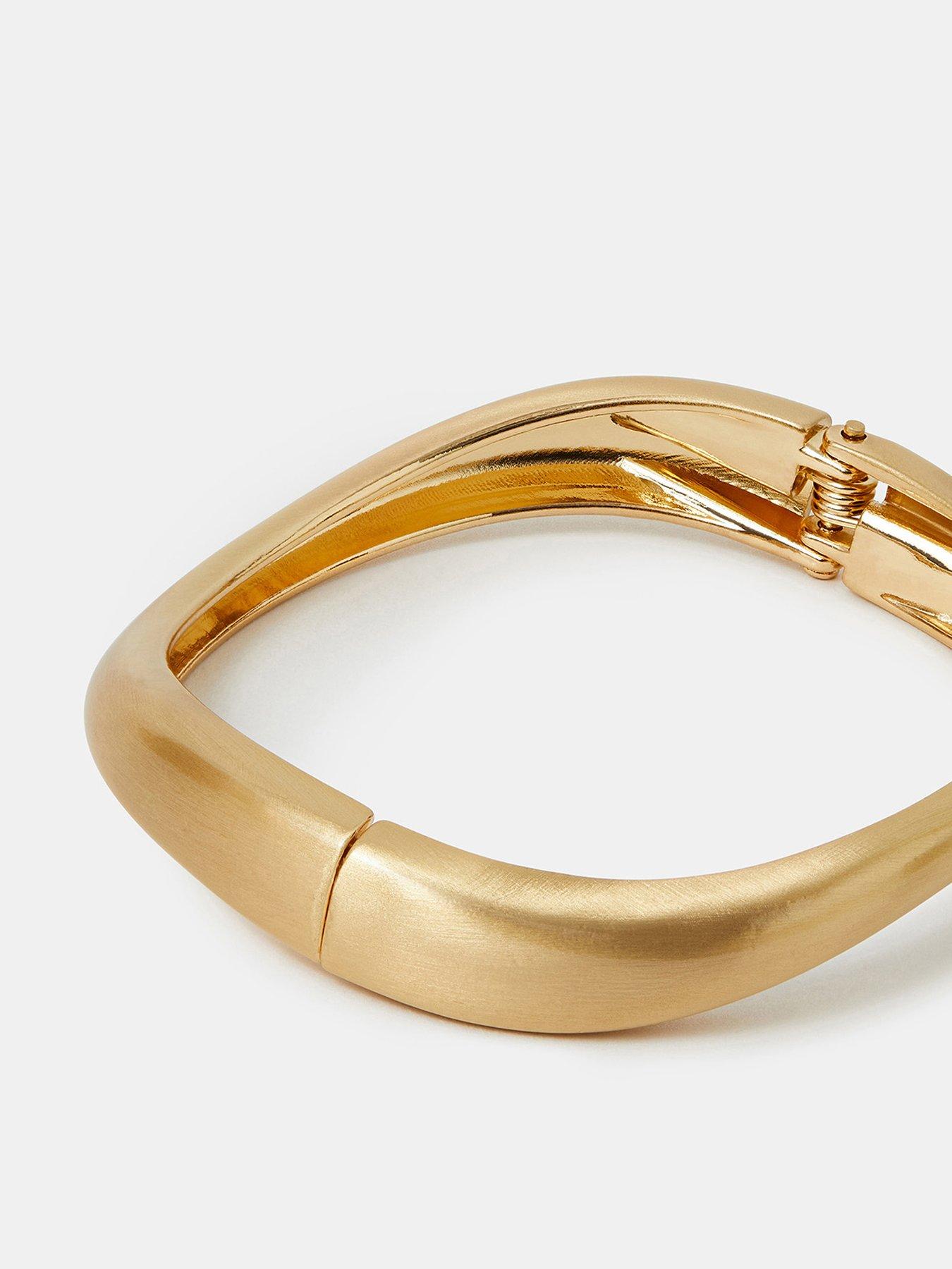 Image 3 of 3 of Accessorize Brushed Hinge Bangle Gold