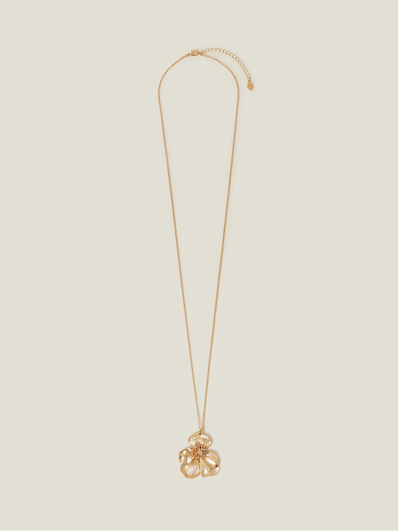 Image 3 of 3 of Accessorize Longline Brushed Flower Pendant Necklace