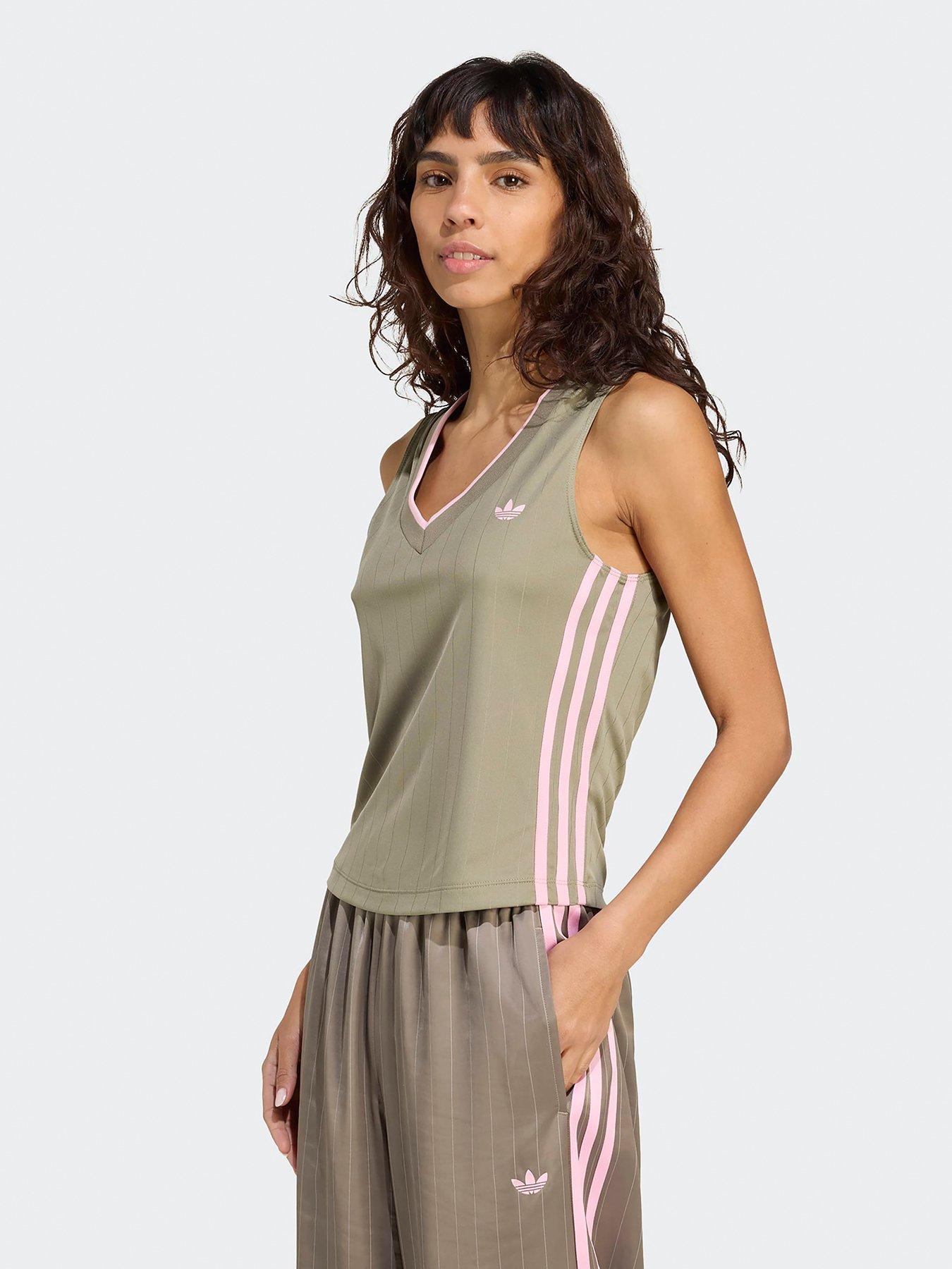 adidas Originals Womens Soccer Summer Sports V Neck Vest Top - Khaki