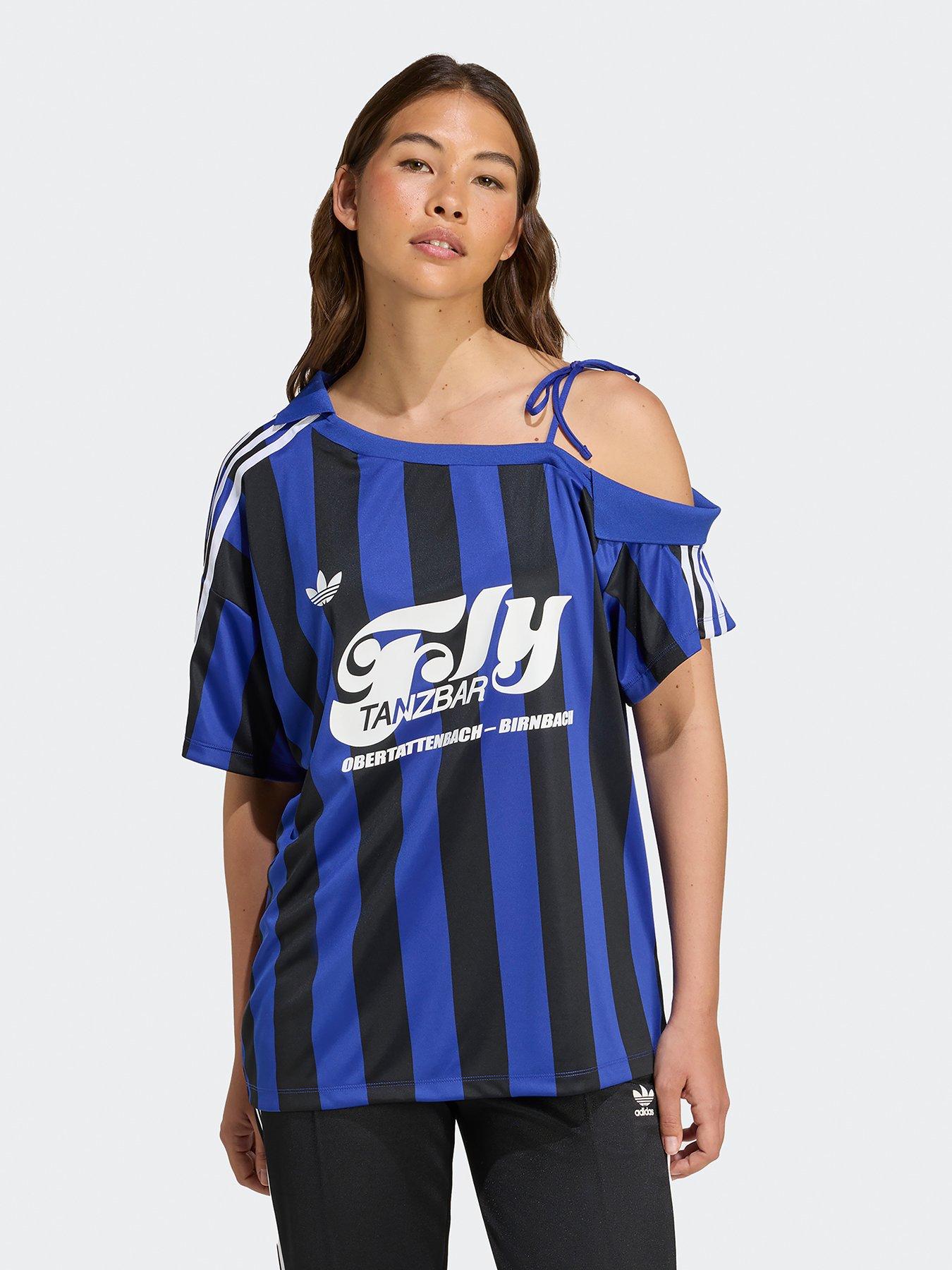 adidas Originals Womens Soccer Summer Off Shoulder Jersey - Blue