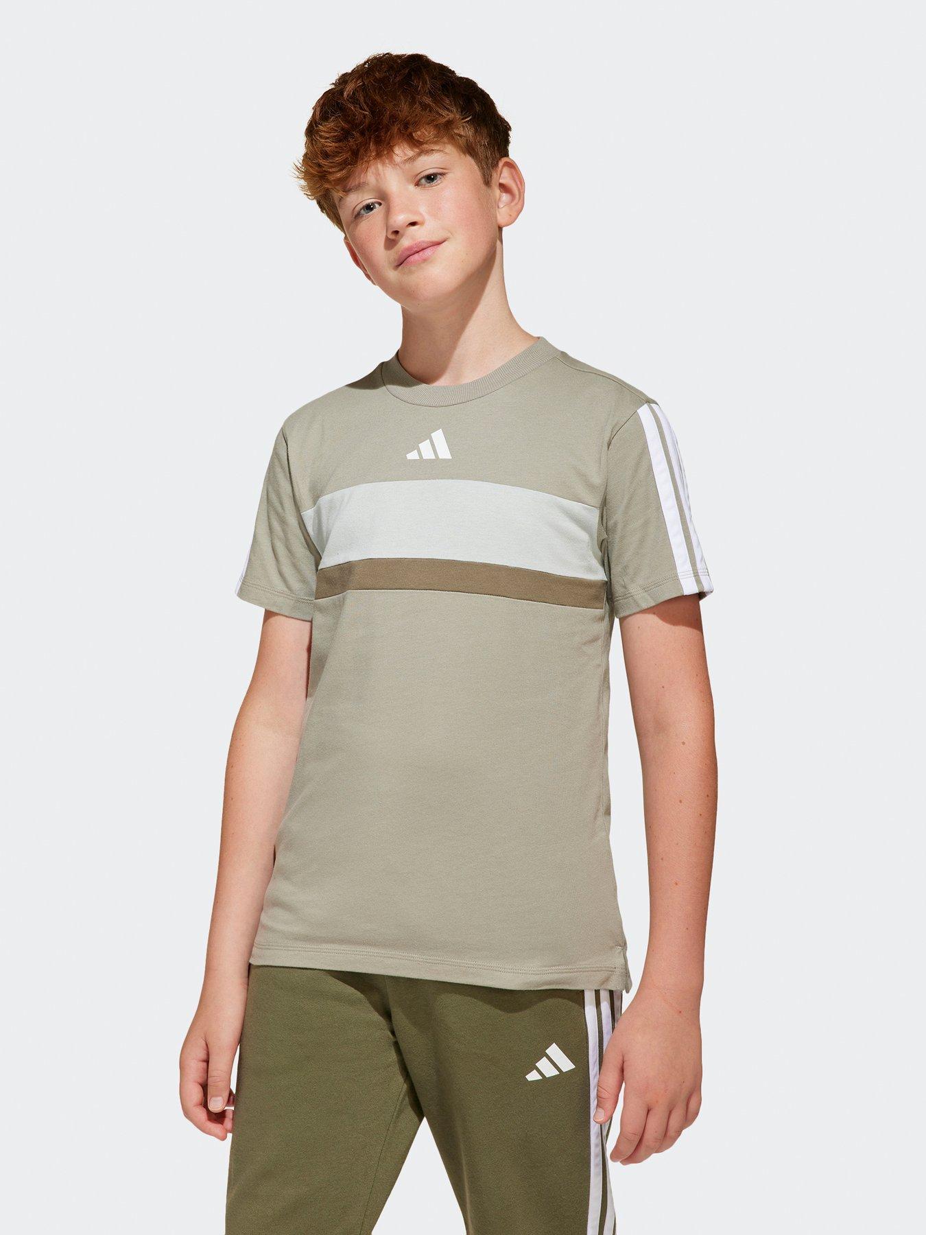 adidas Sportswear Junior Boys Seasonal Essentials Tiberio 3-Stripes T-Shirt - Green