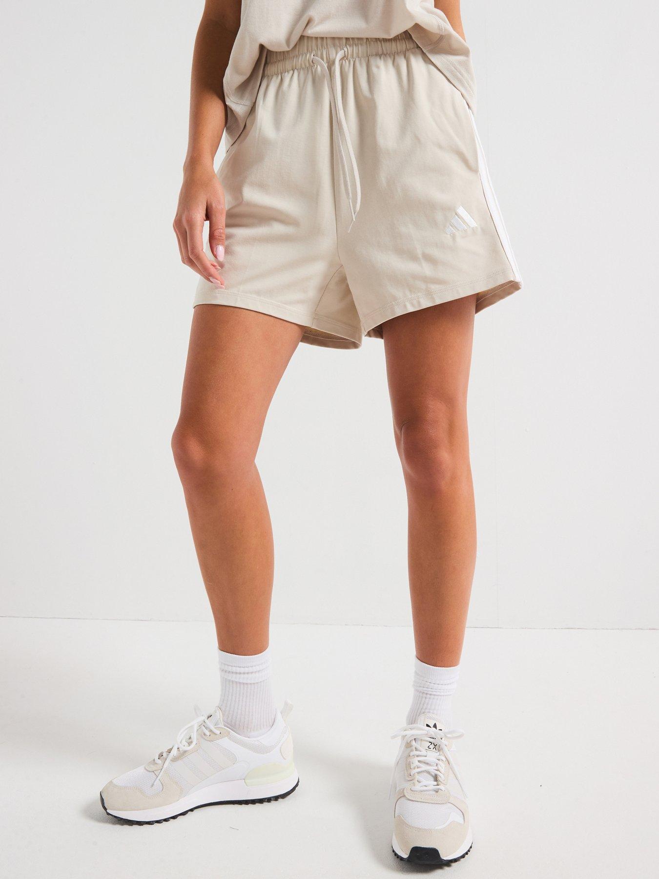 undefined Women's Essentials 3-Stripes Cotton Shorts - Grey