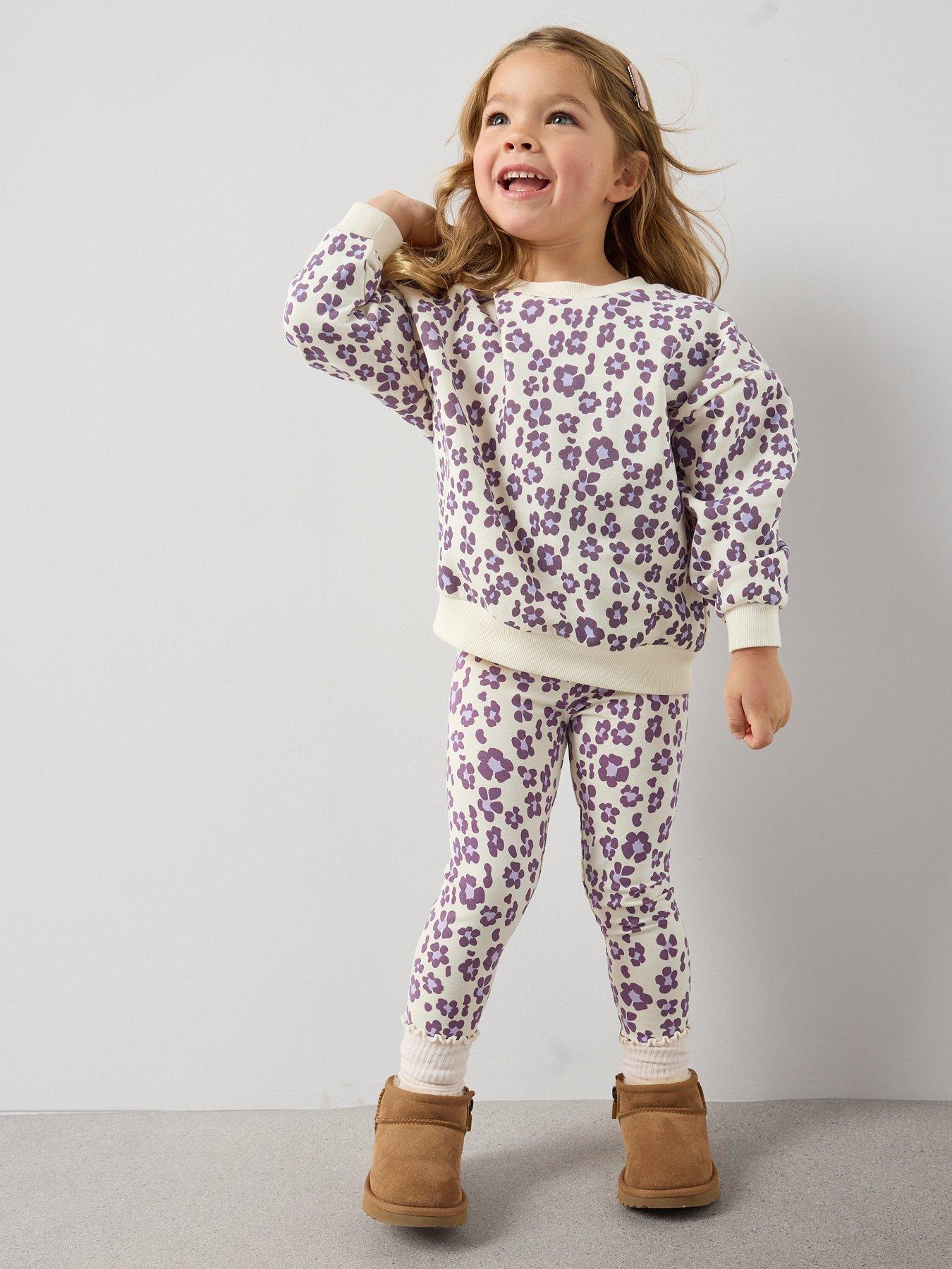 Image 3 of 6 of Mini V by Very Girls Animal Print Oversized Sweatshirt - Lilac