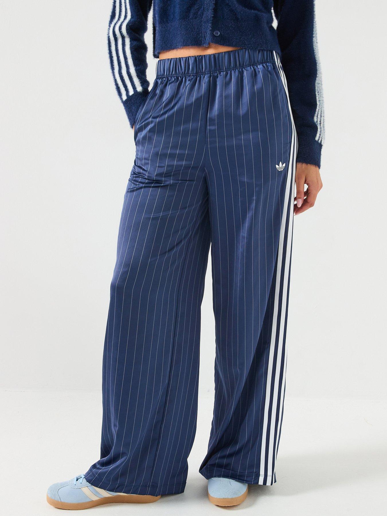 adidas Originals Womens Soccer Summer Satin Wide Leg Pants - Navy - Blue