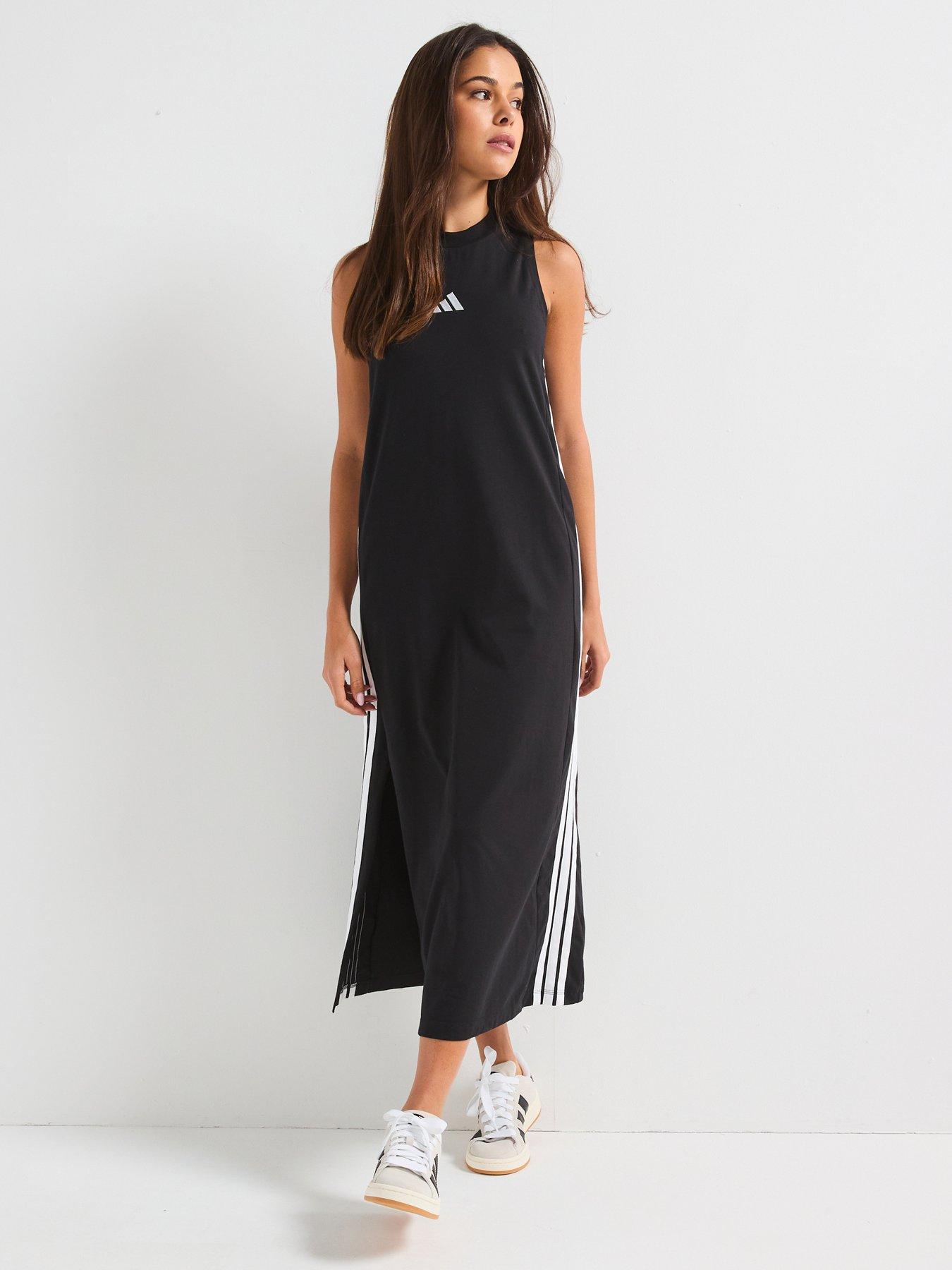 adidas Sportswear Women's Essentials 3-Stripes Long Racerback Dress - Black