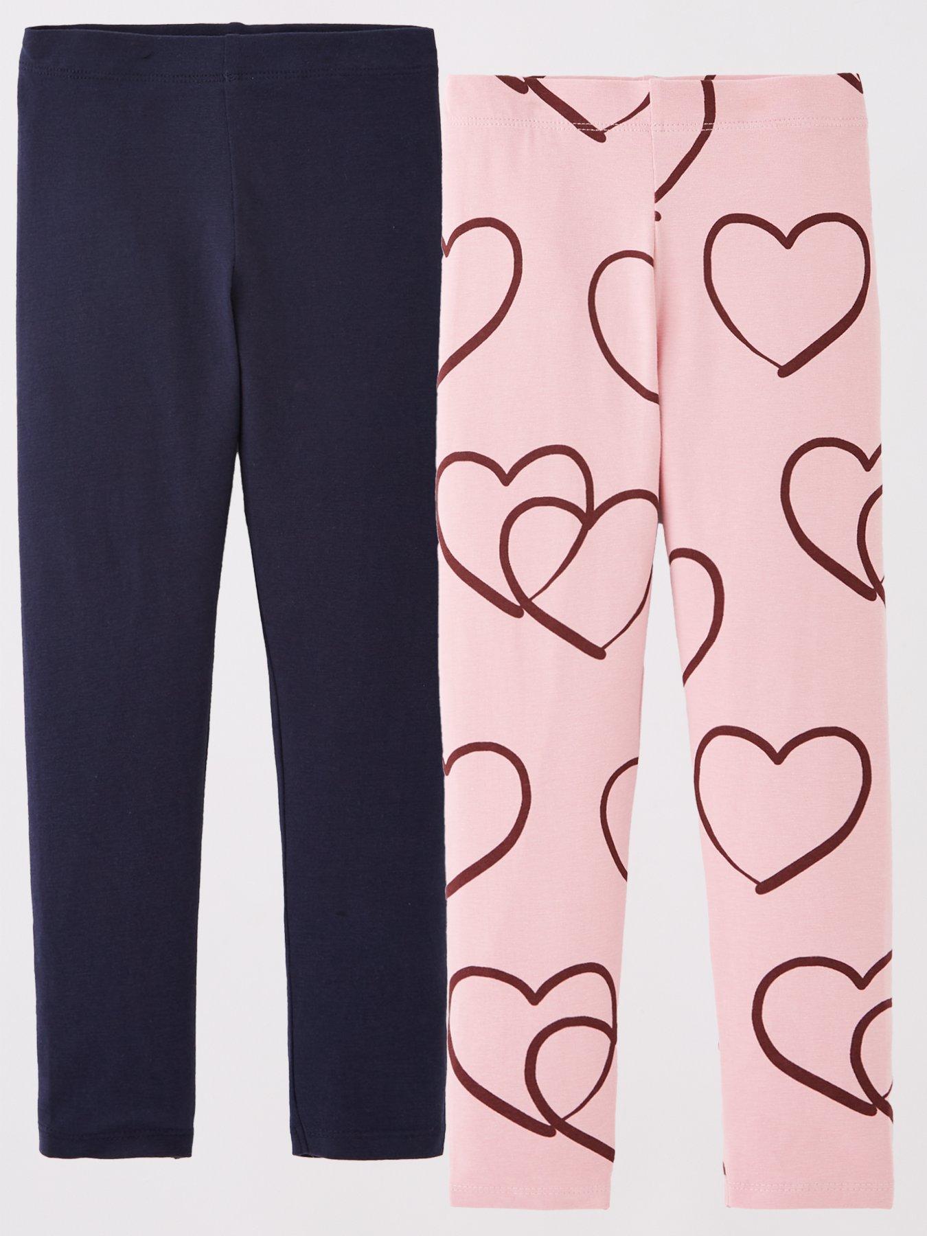 Image 1 of 5 of The Very Collection Girls Heart Print 2 Pack Leggings - Multi