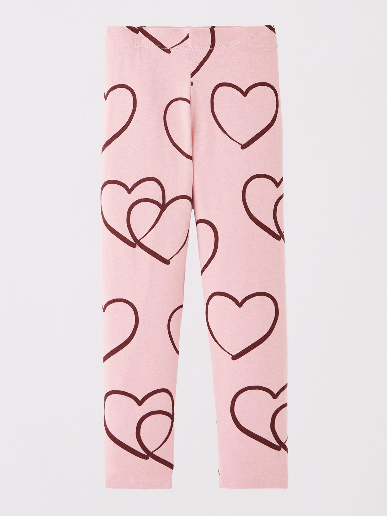 Image 2 of 5 of The Very Collection Girls Heart Print 2 Pack Leggings - Multi