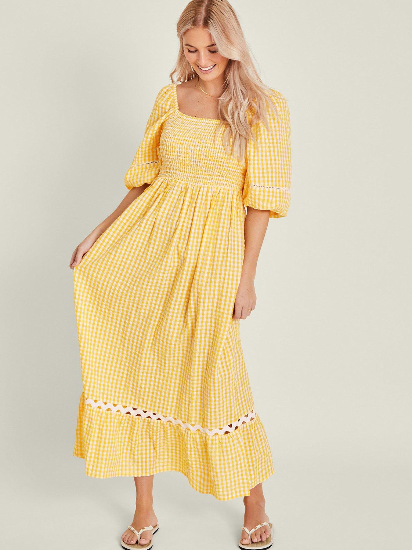 accessorize-gingham-puff-sleeve-maxi-dress-yellow