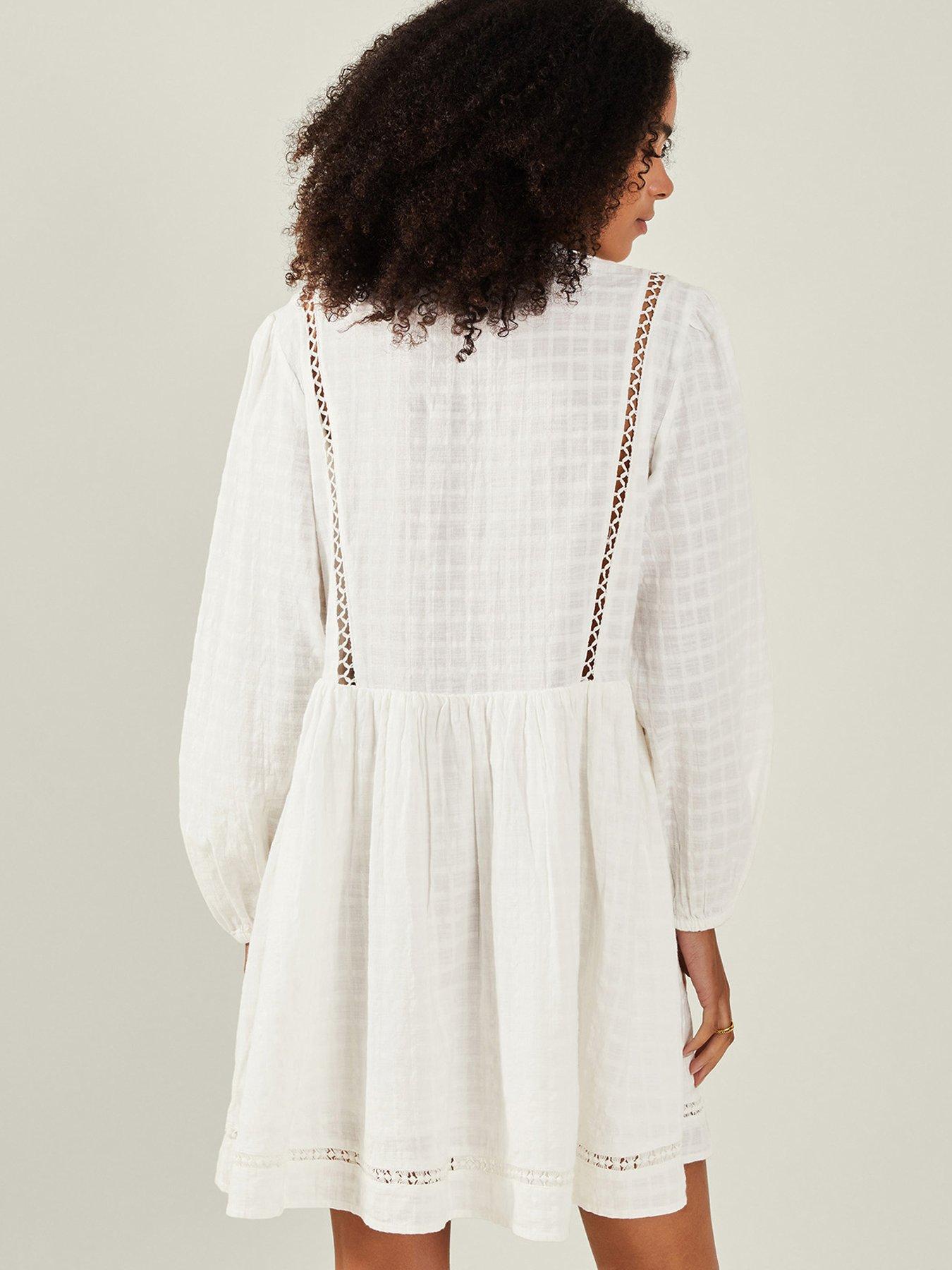 Image 2 of 4 of Accessorize Lace Insert Cover Up - White