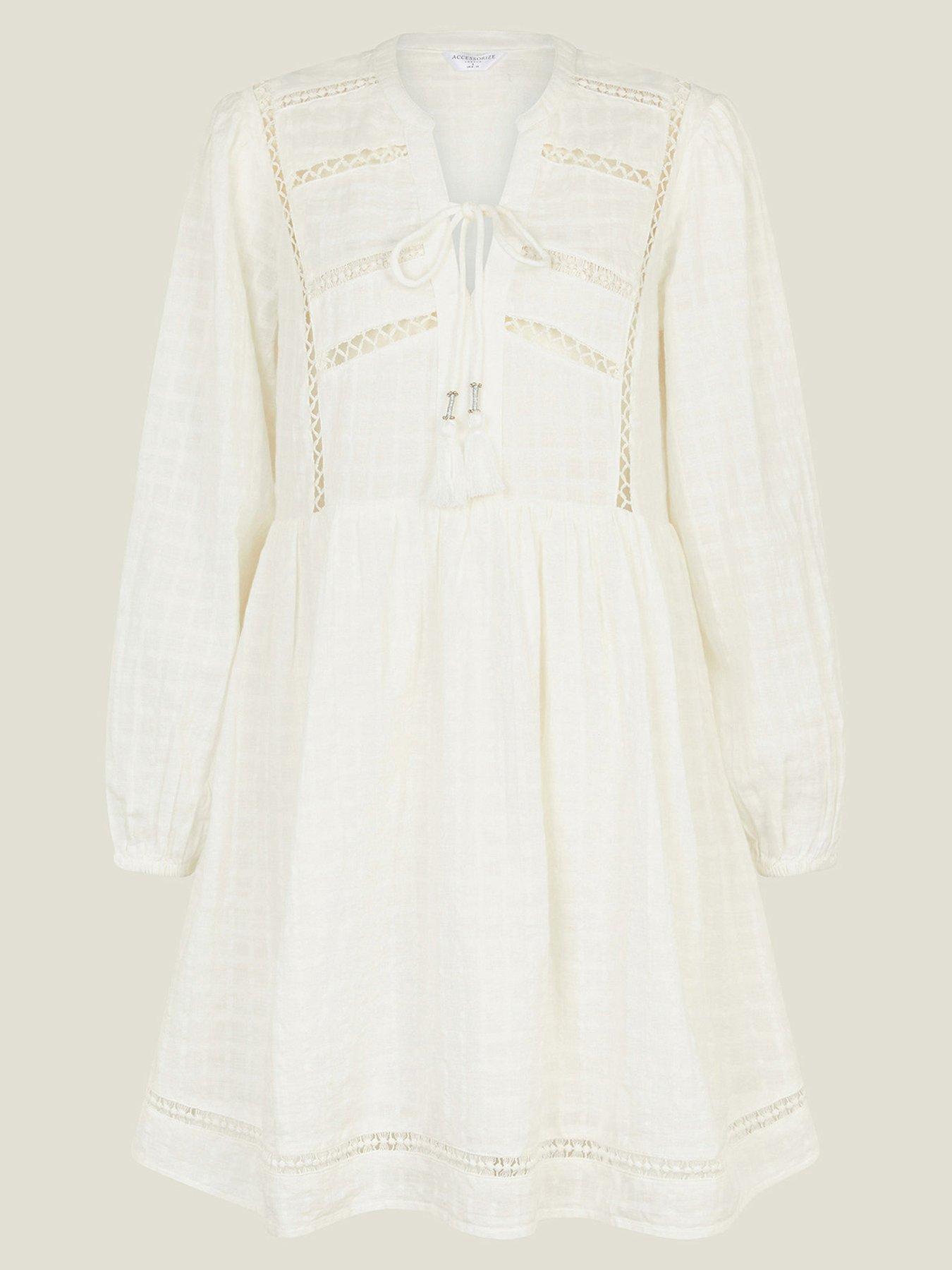 Image 3 of 4 of Accessorize Lace Insert Cover Up - White