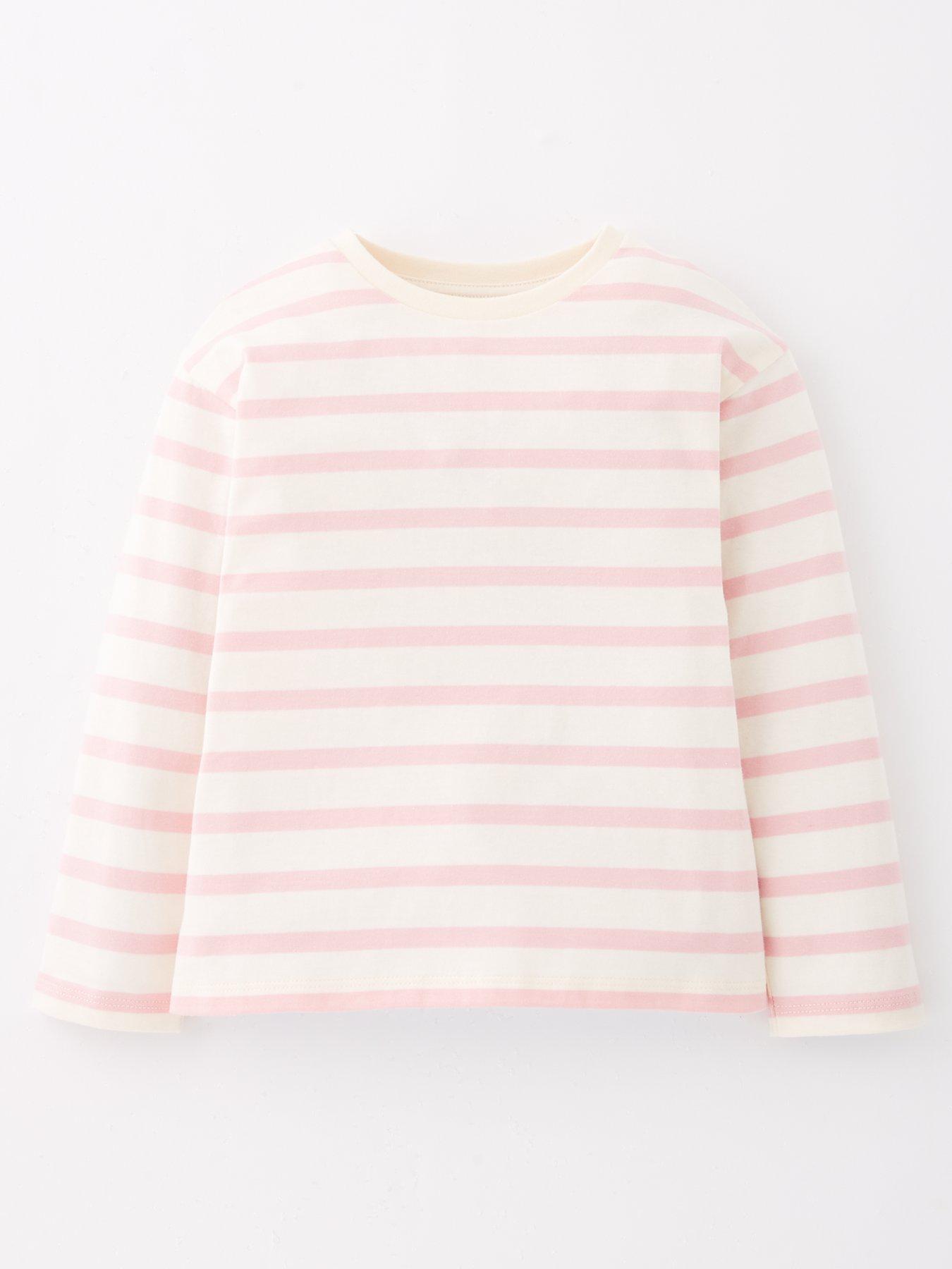 The Very Collection Girls Stripe Long Sleeve T-Shirt - Pink