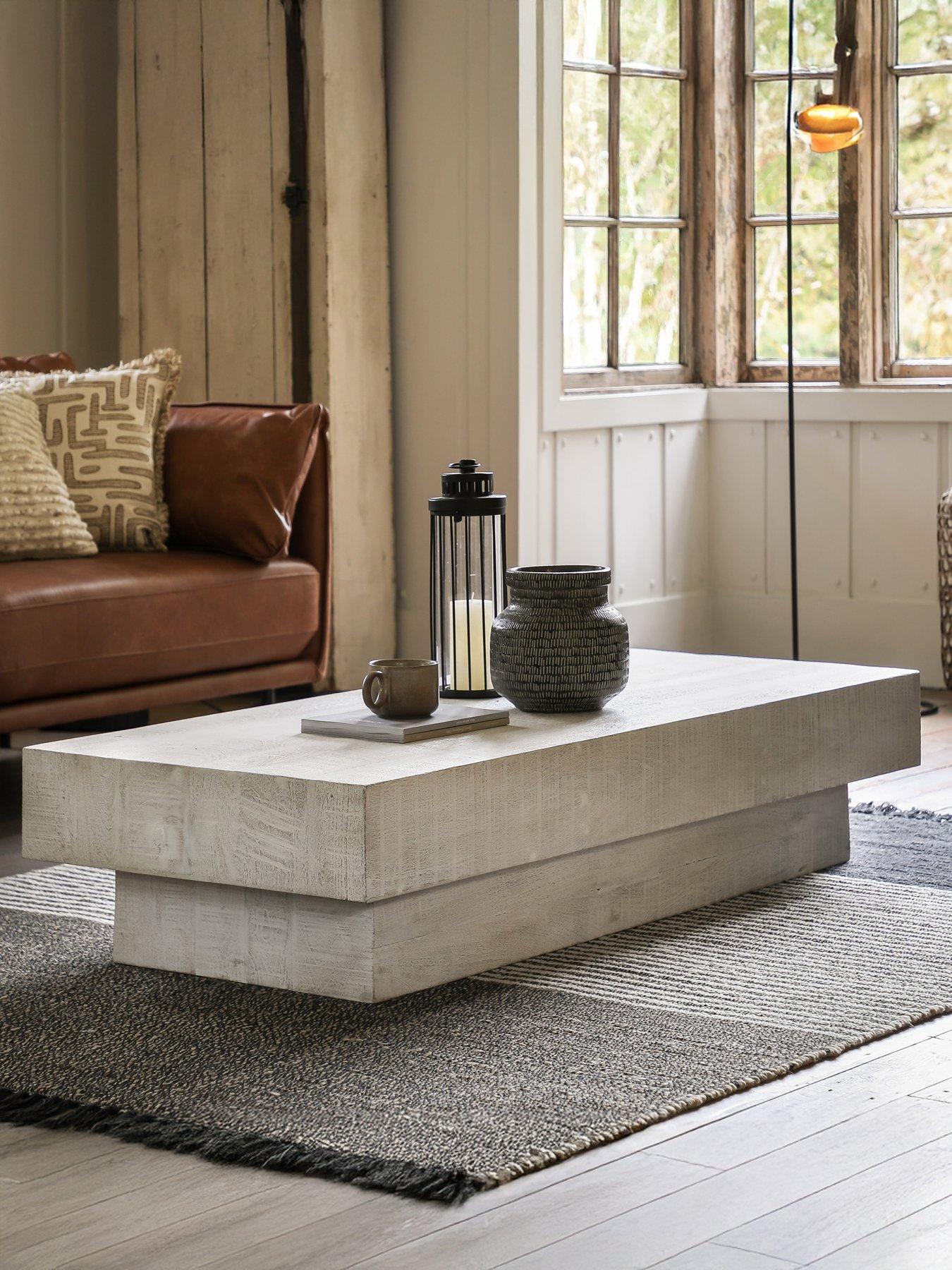 Image of Gallery Direct Lina Ready Assembled Mango Wood Coffee Table - Whitewash