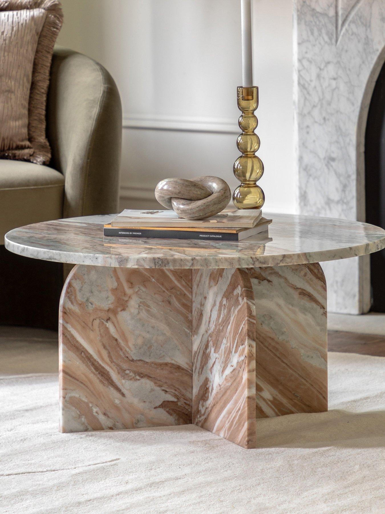 Image of Gallery Direct Amina Ready Assembled Marble Coffee Table - Natural