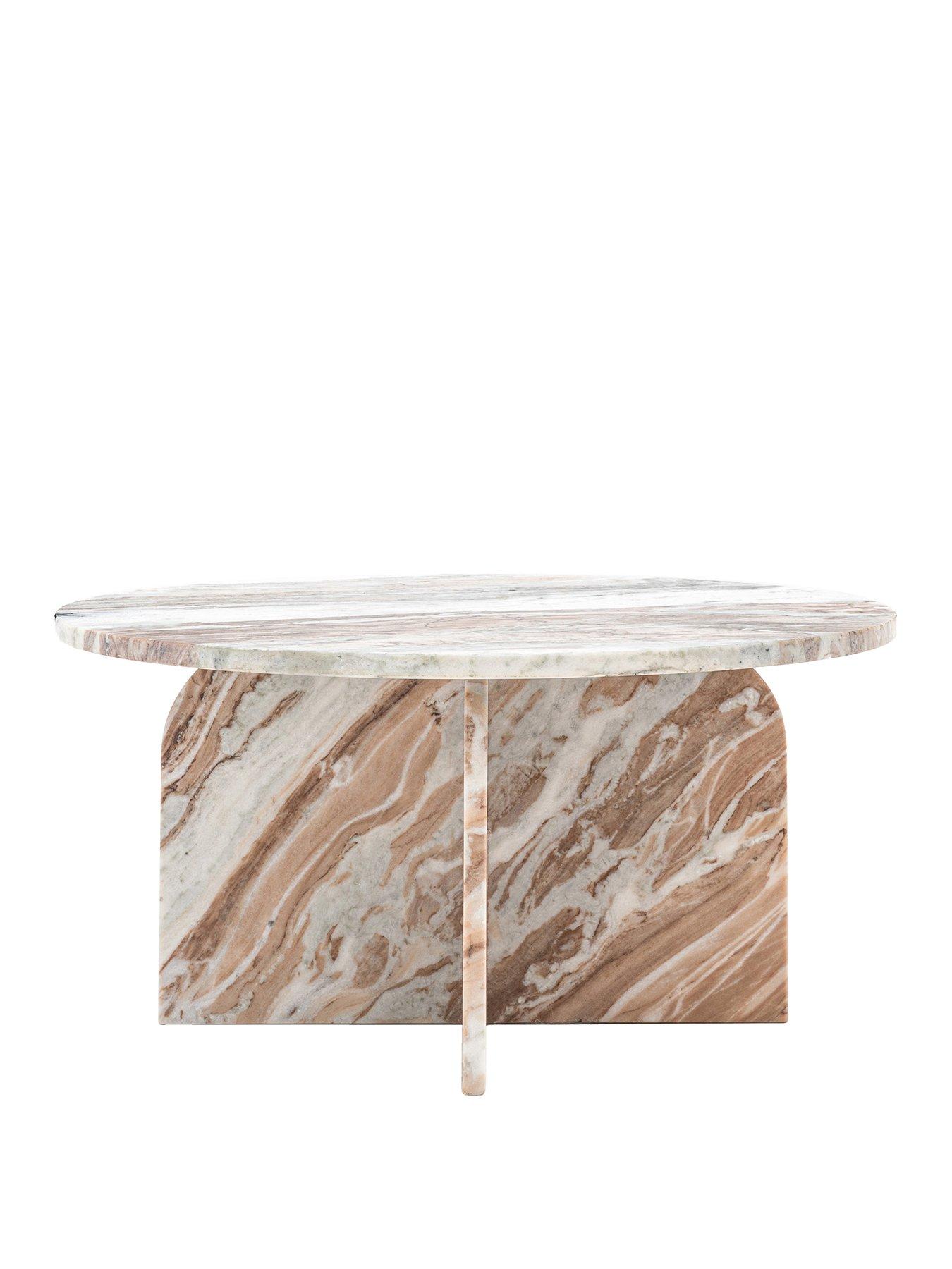 Image 3 of 7 of Gallery Direct Amina Ready Assembled Marble Round&nbsp;Coffee Table - Natural