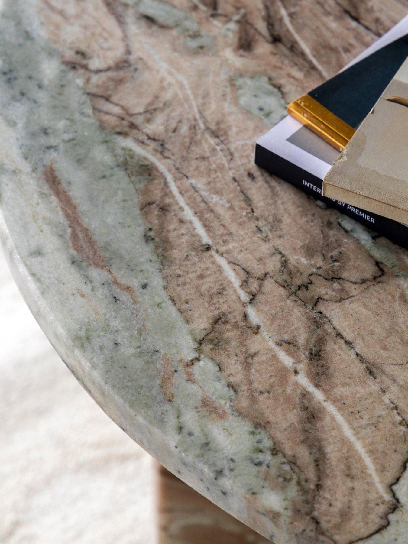 Image 4 of 7 of Gallery Direct Amina Ready Assembled Marble Round&nbsp;Coffee Table - Natural