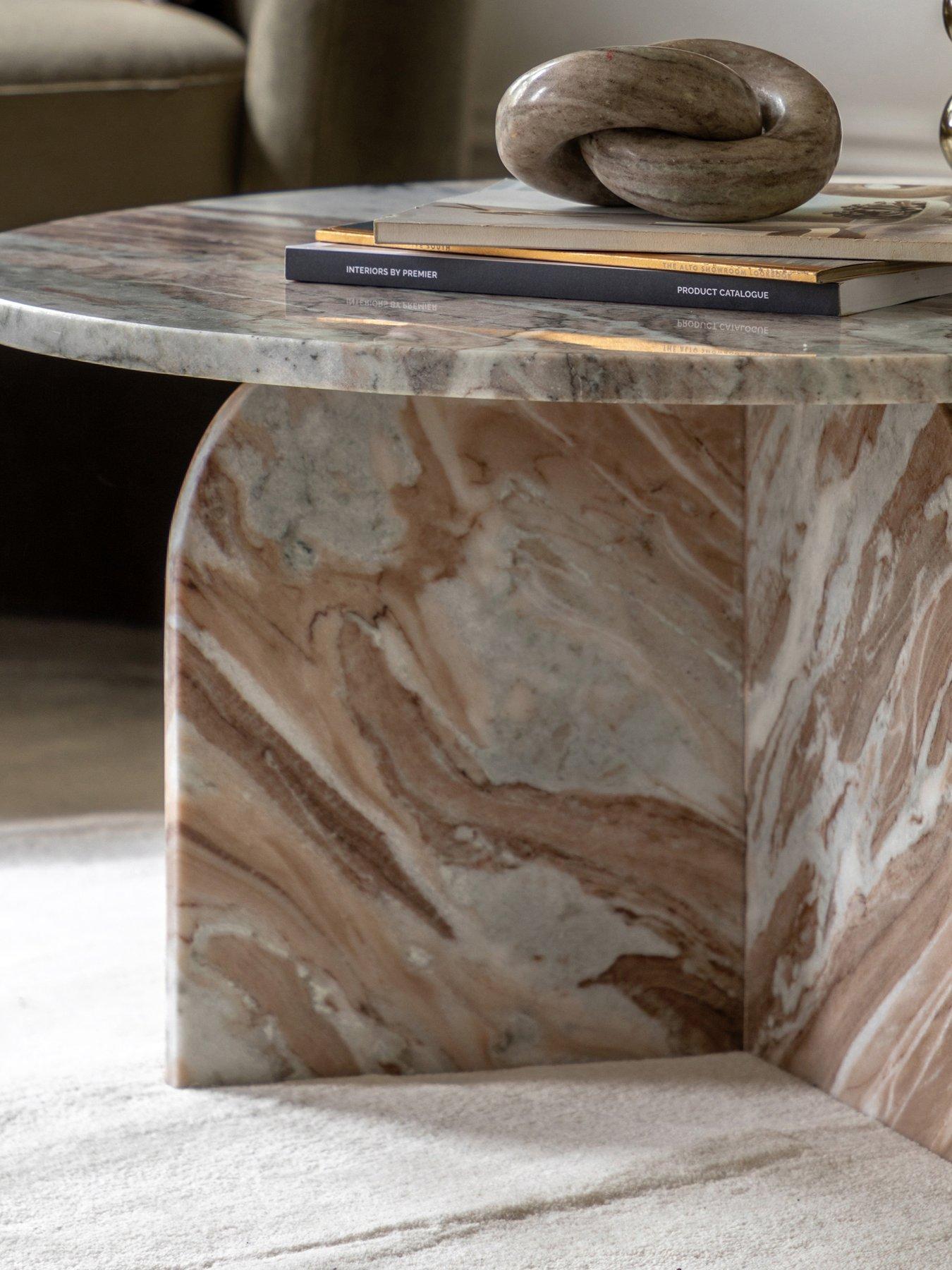 Image 7 of 7 of Gallery Direct Amina Ready Assembled Marble Round&nbsp;Coffee Table - Natural