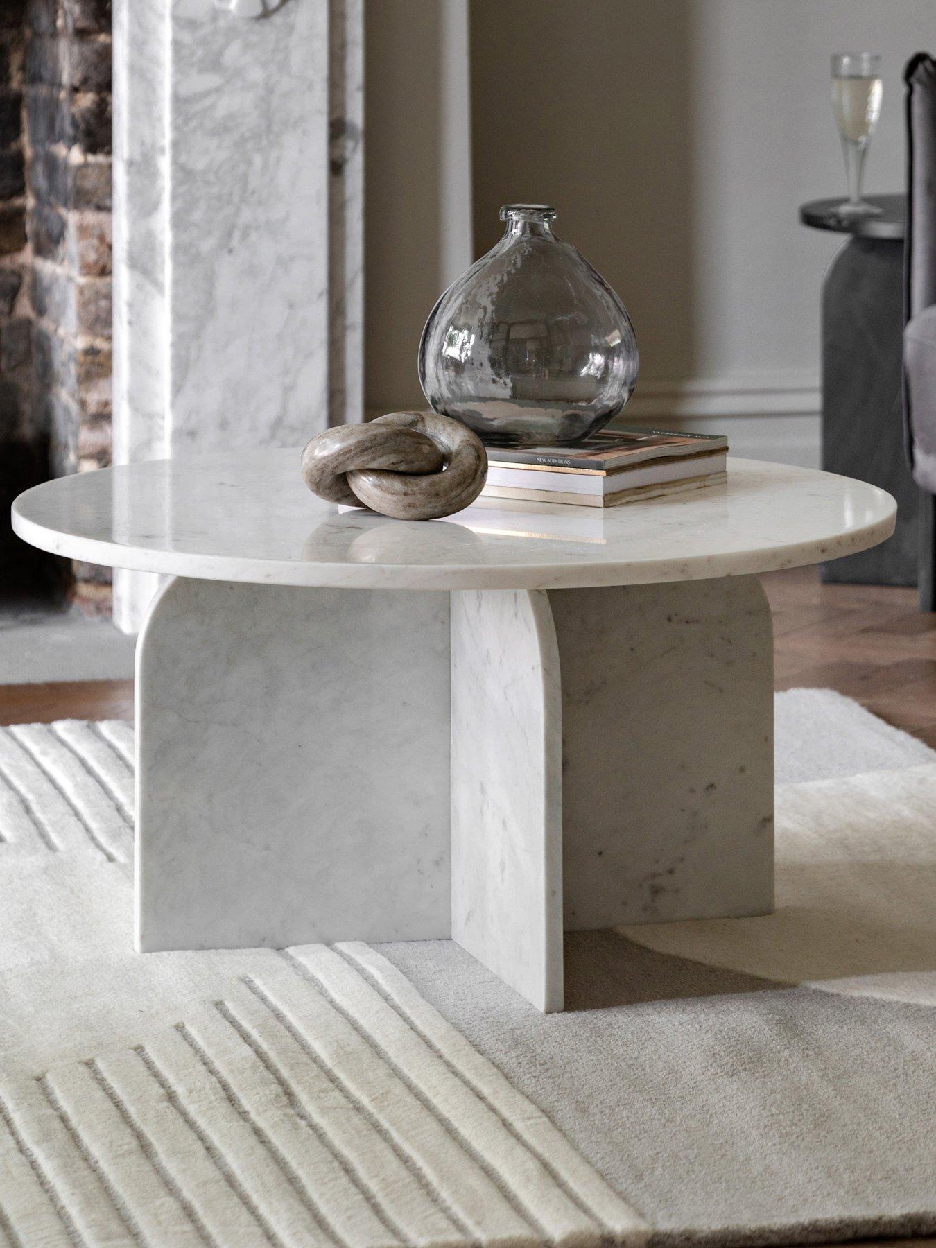 Image 1 of 7 of Gallery Direct Amina Ready Assembled Marble Round Coffee Table - White