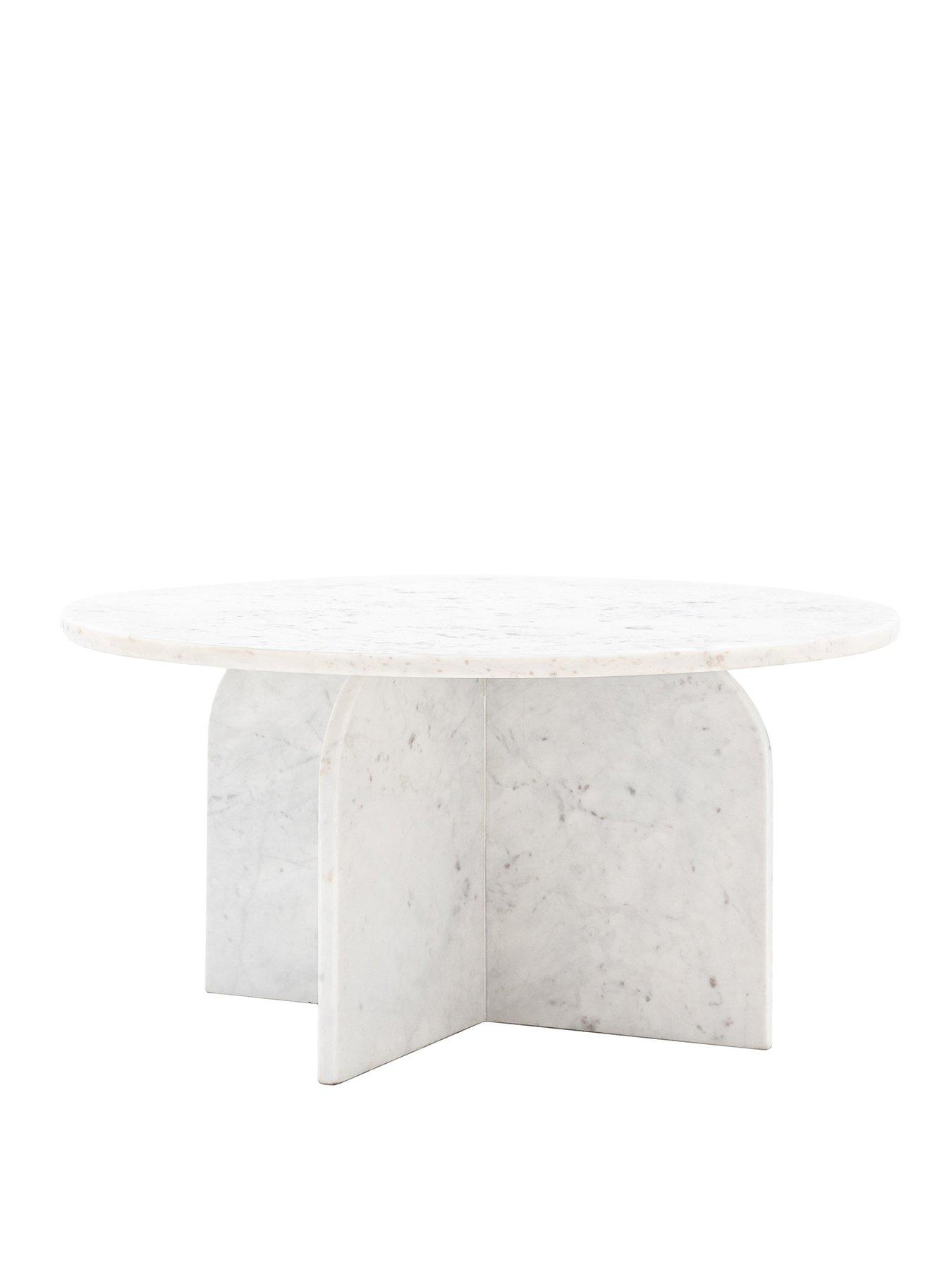 Image 2 of 7 of Gallery Direct Amina Ready Assembled Marble Round Coffee Table - White