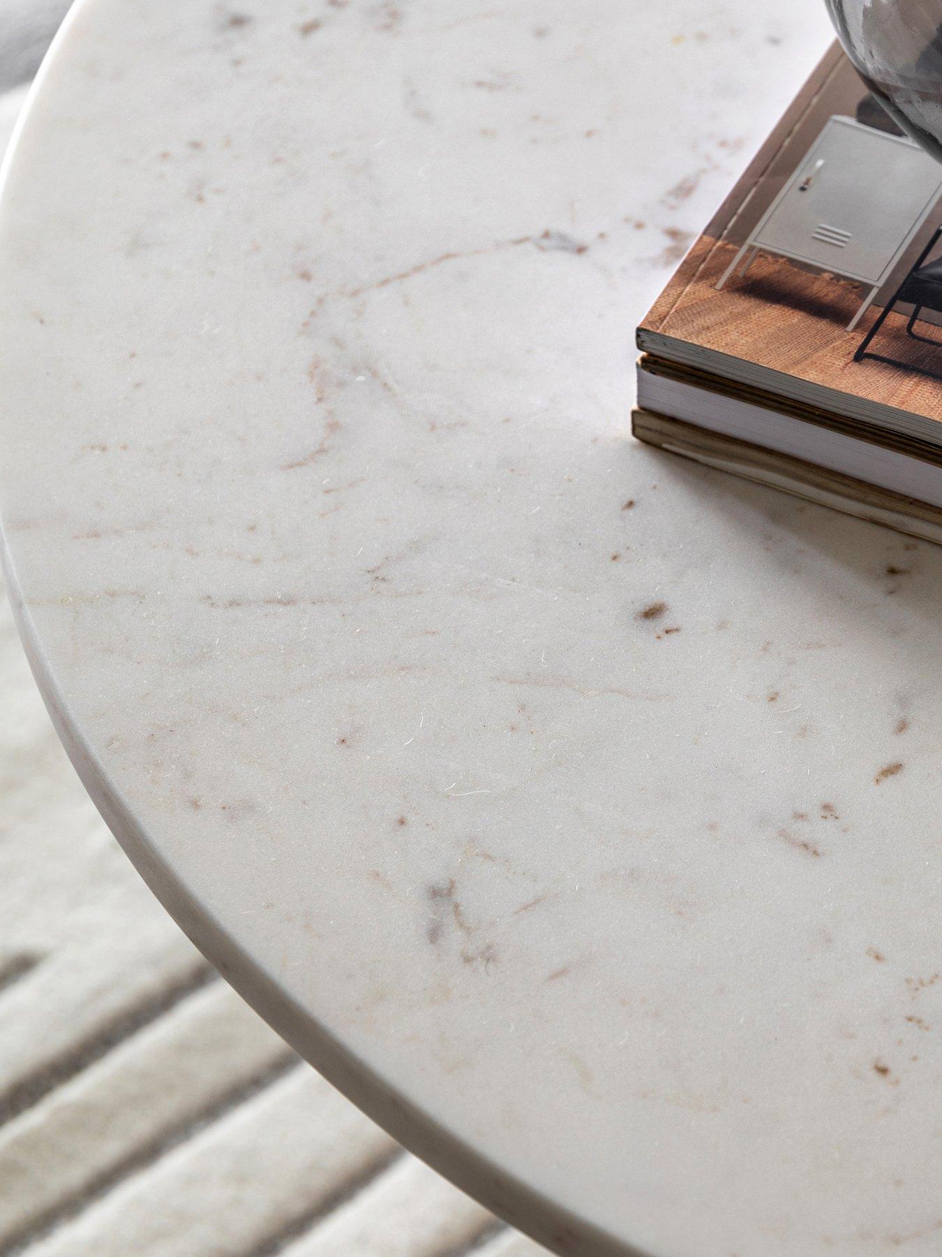 Image 5 of 7 of Gallery Direct Amina Ready Assembled Marble Round Coffee Table - White
