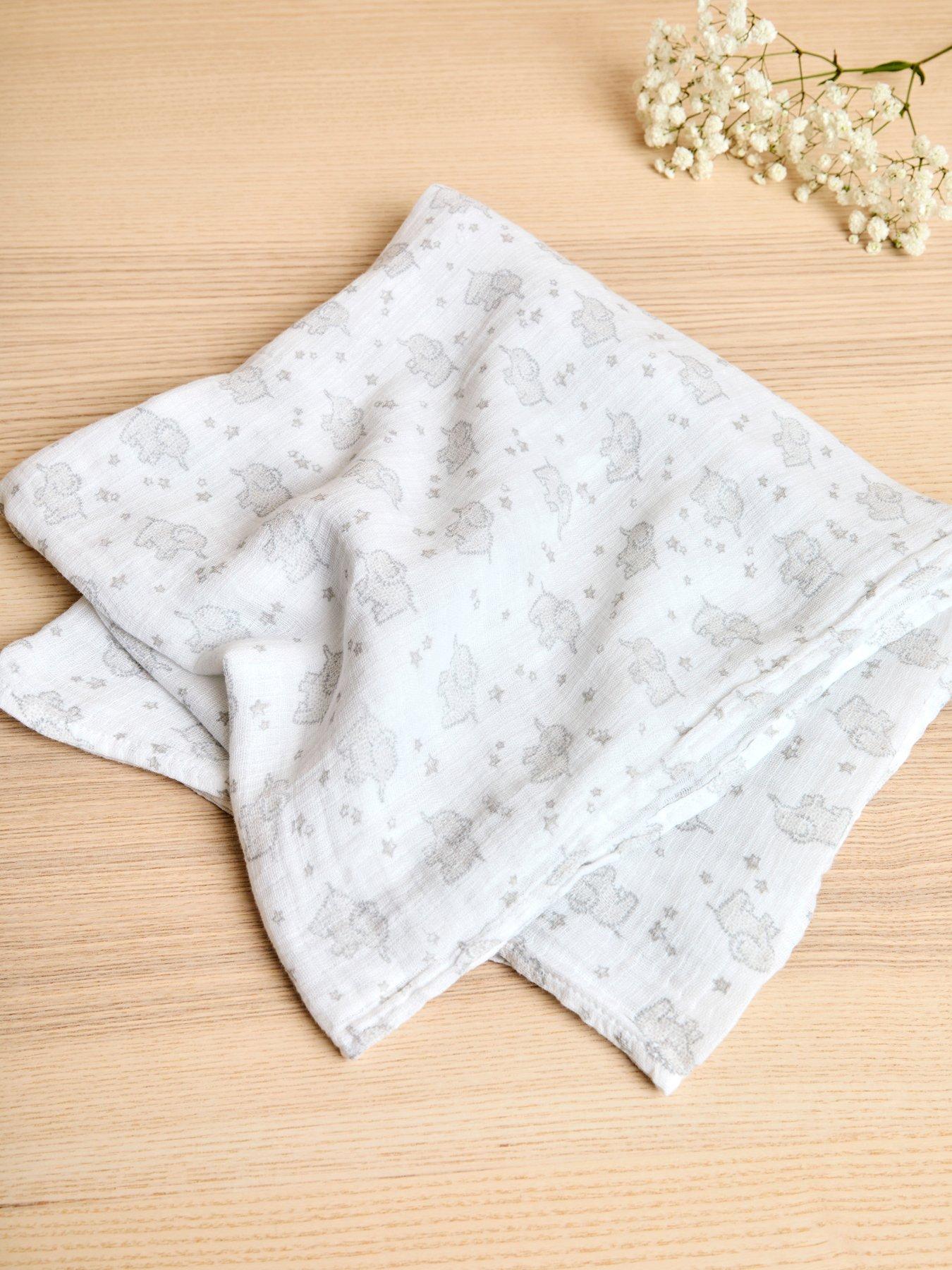 Image 4 of 5 of JoJo Maman Bebe Extra Large Grey Elephant Print Muslin